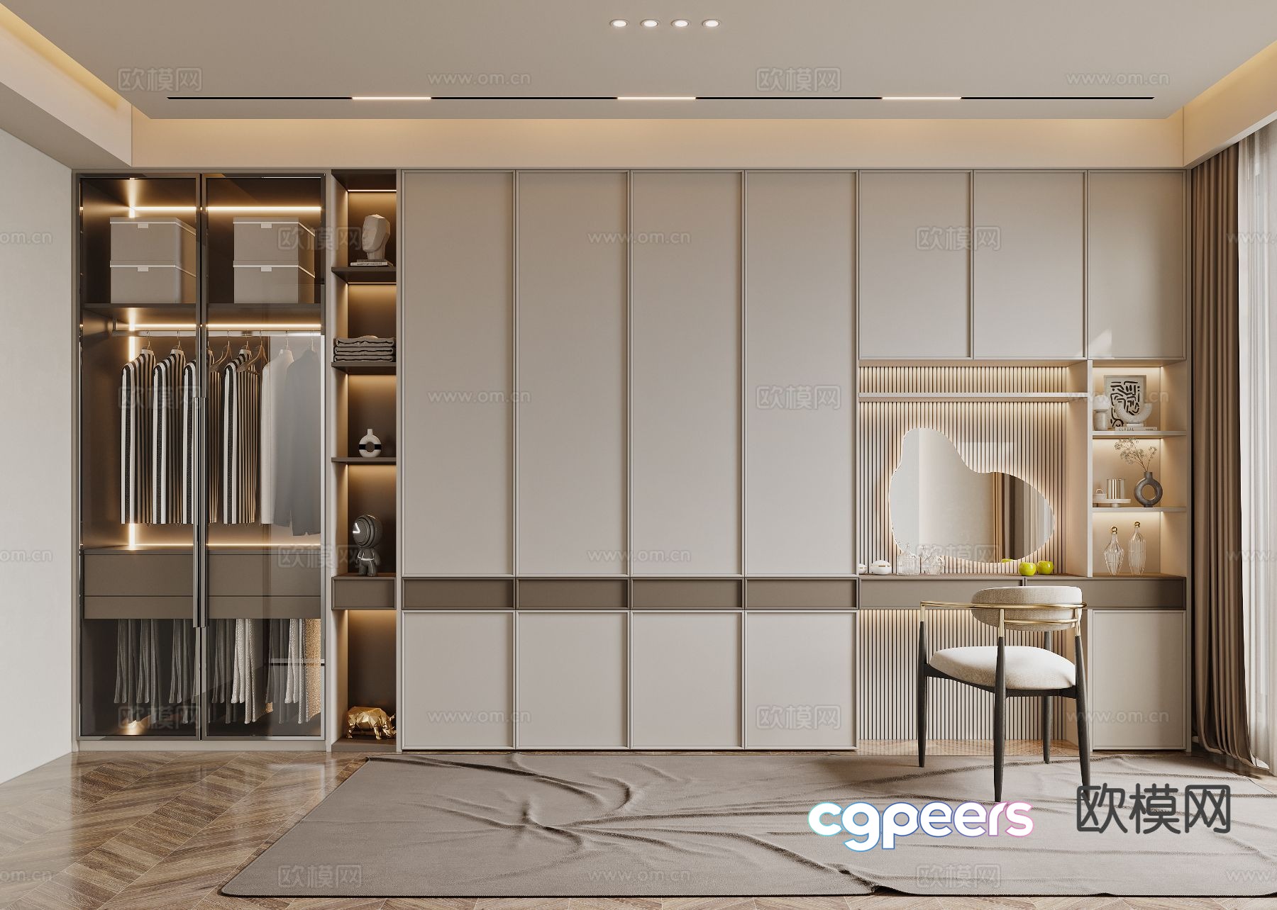 Cream wind cloakroom 3D model Cream wind cloakroom 3D model
