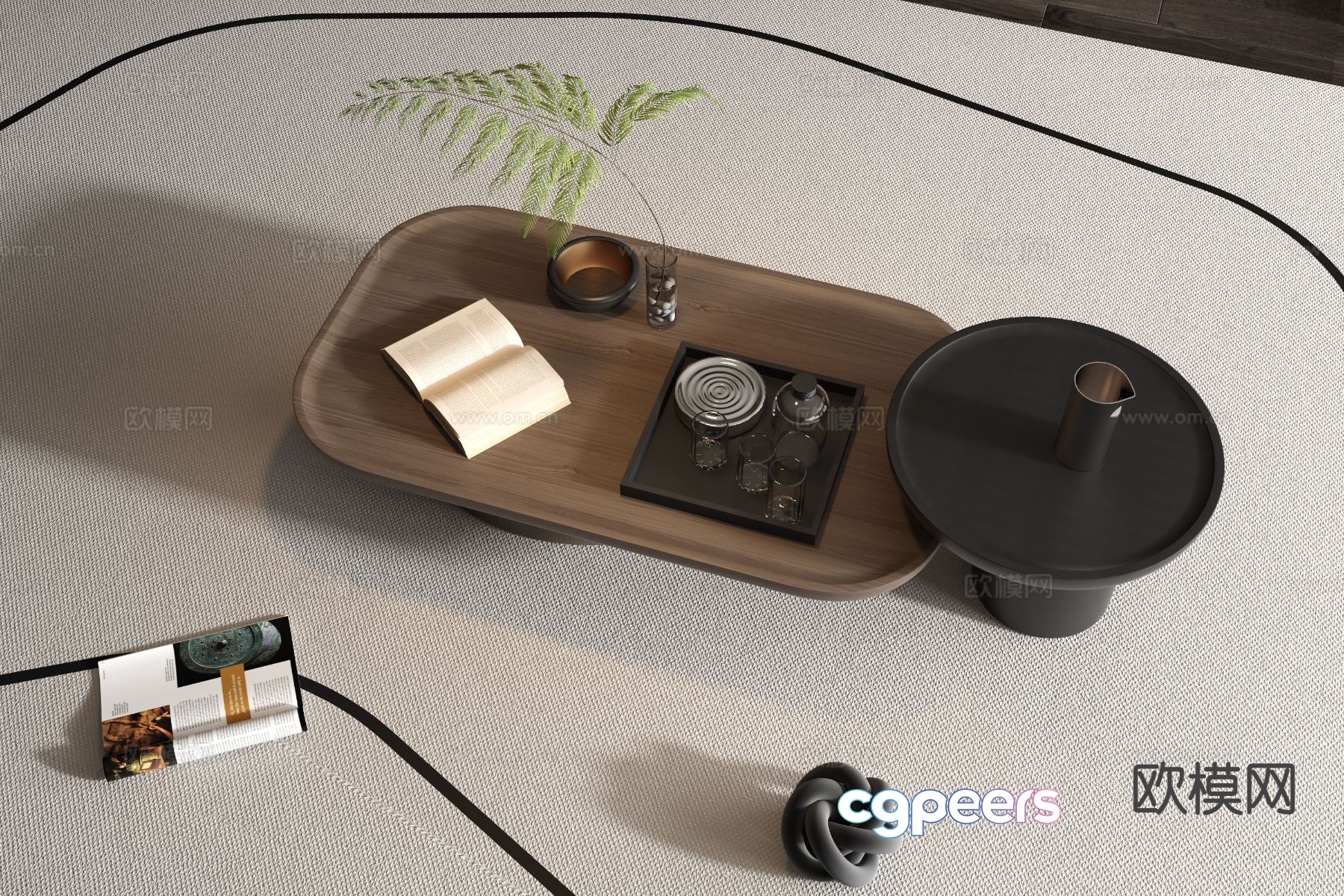 Modern double coffee table 3d model Modern double coffee table 3d model