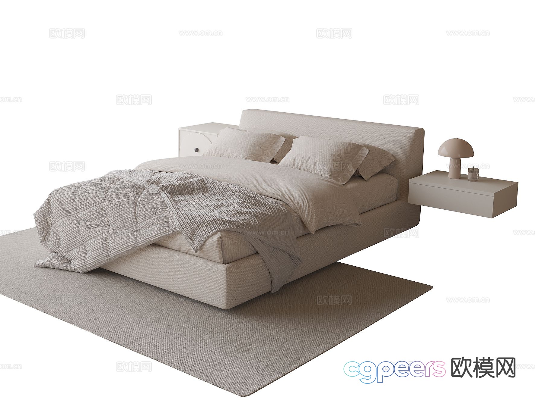 Modern double bed 3d model Modern double bed 3d model