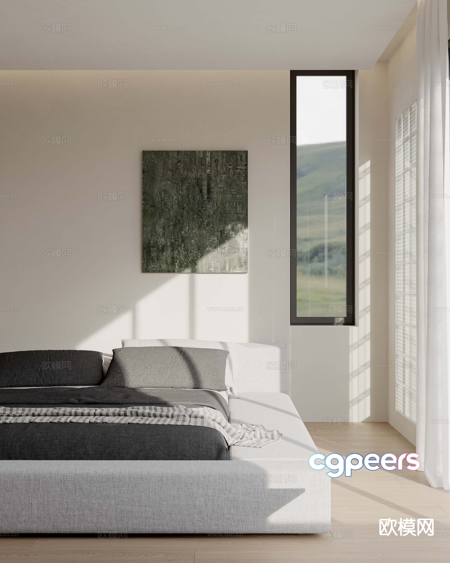 Modern double bed 3d model Modern double bed 3d model