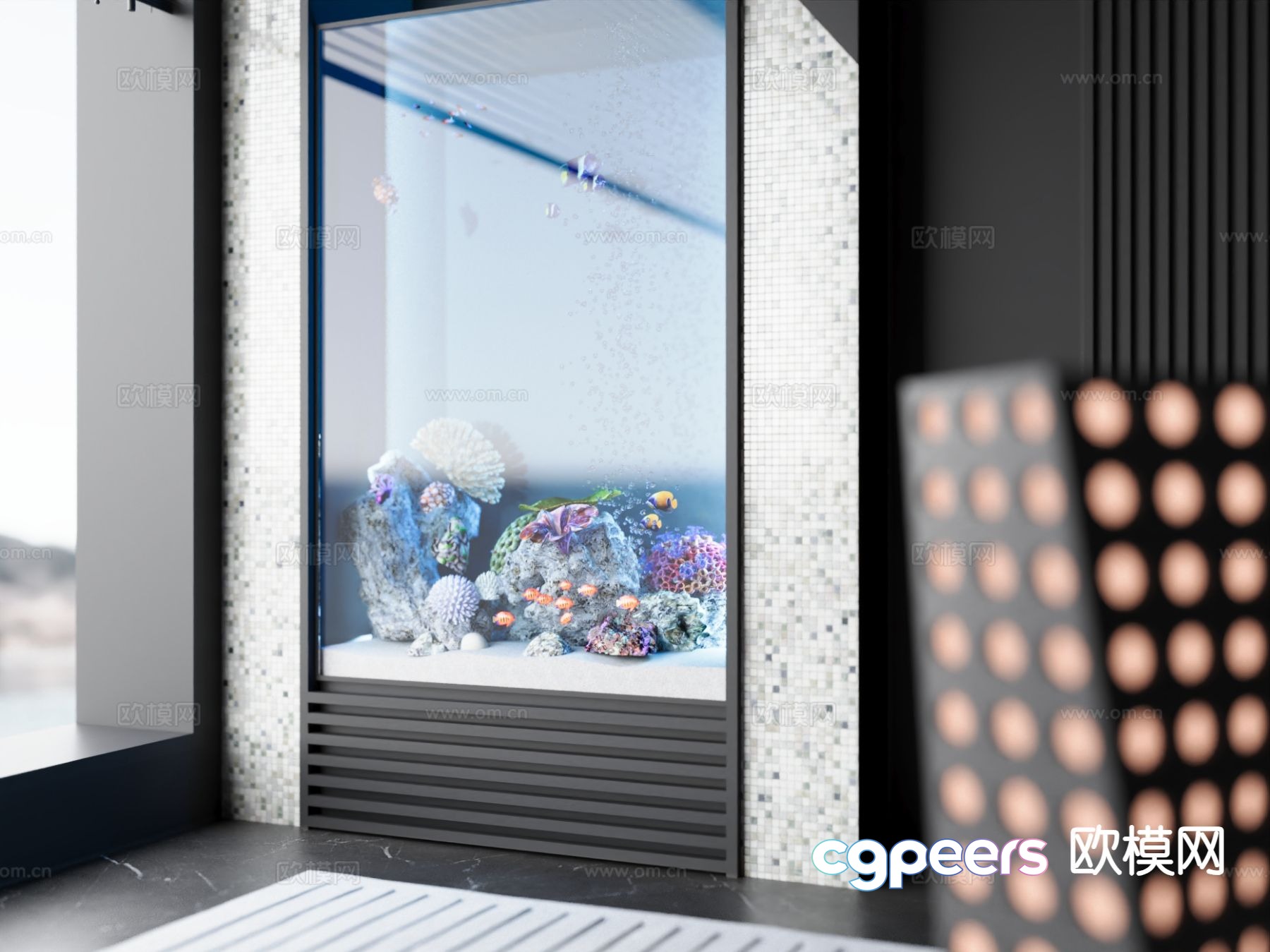 Modern fish tank whole wall fish tank 3d model Modern fish tank whole wall fish tank 3d model