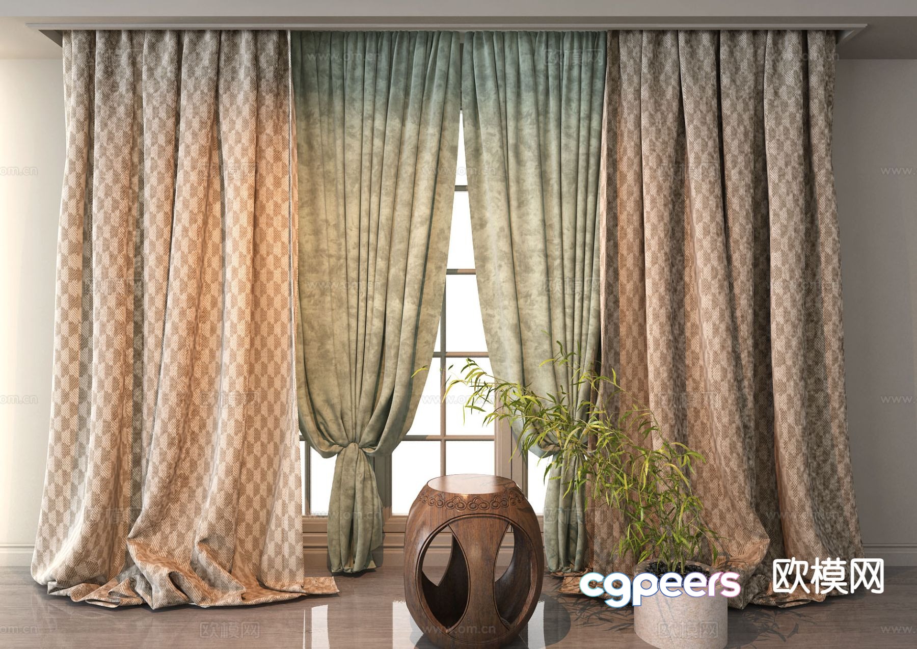 Curtains Window Screen 3d model Curtains Window Screen 3d model