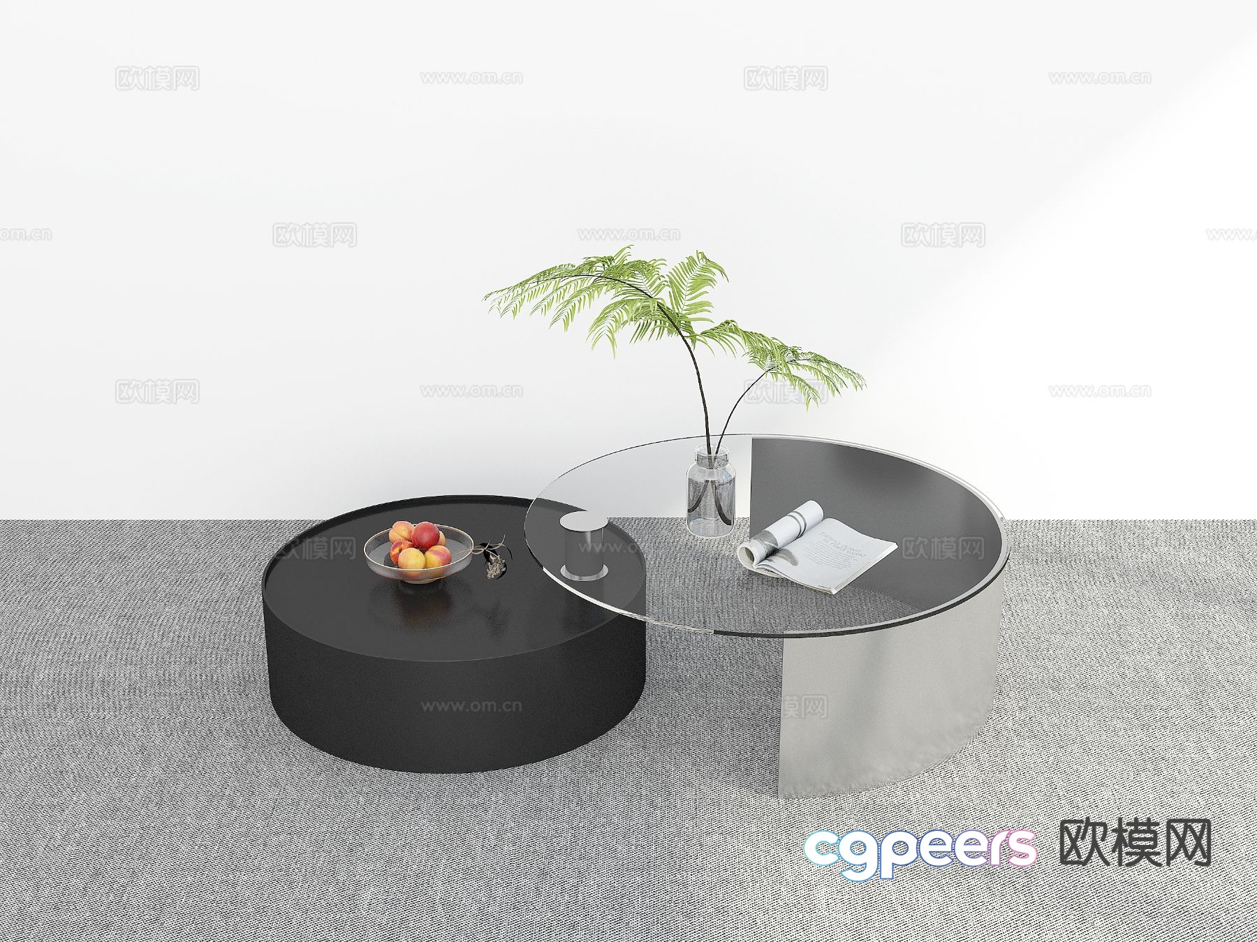 Modern double coffee table 3d model Modern double coffee table 3d model
