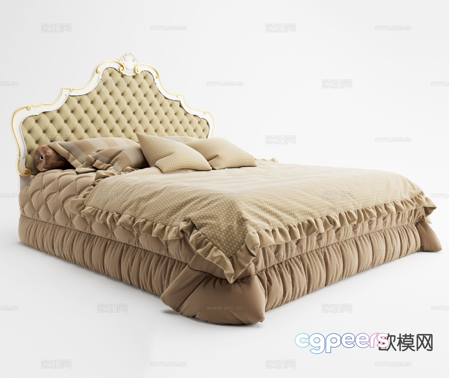 French double bed 3d model French double bed 3d model