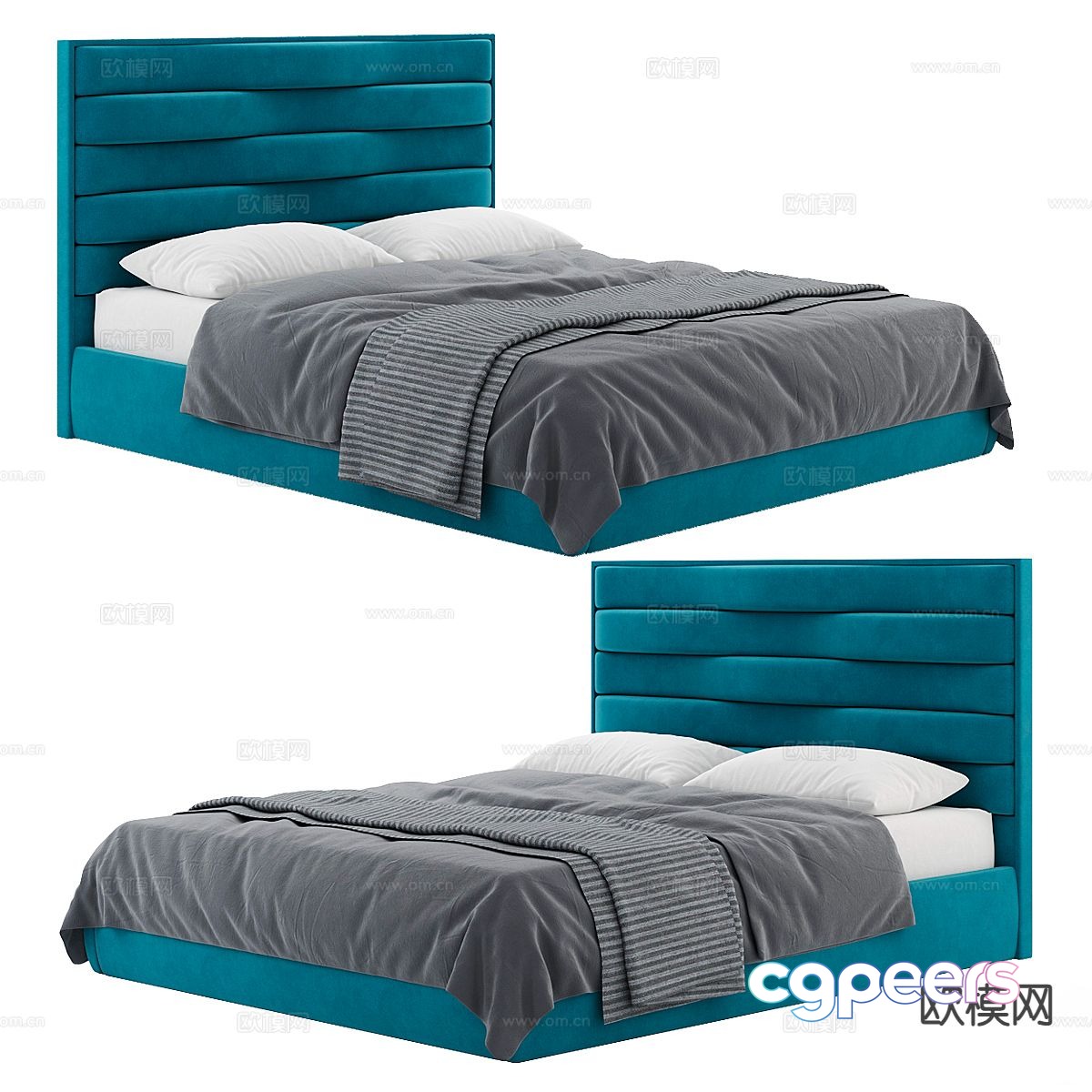 Modern double bed 3d model Modern double bed 3d model