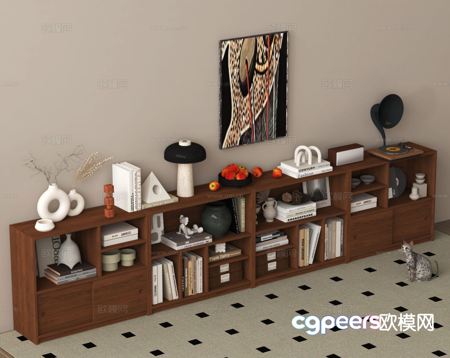 Medieval style low cabinet bookcase 3d model Medieval style low cabinet bookcase 3d model