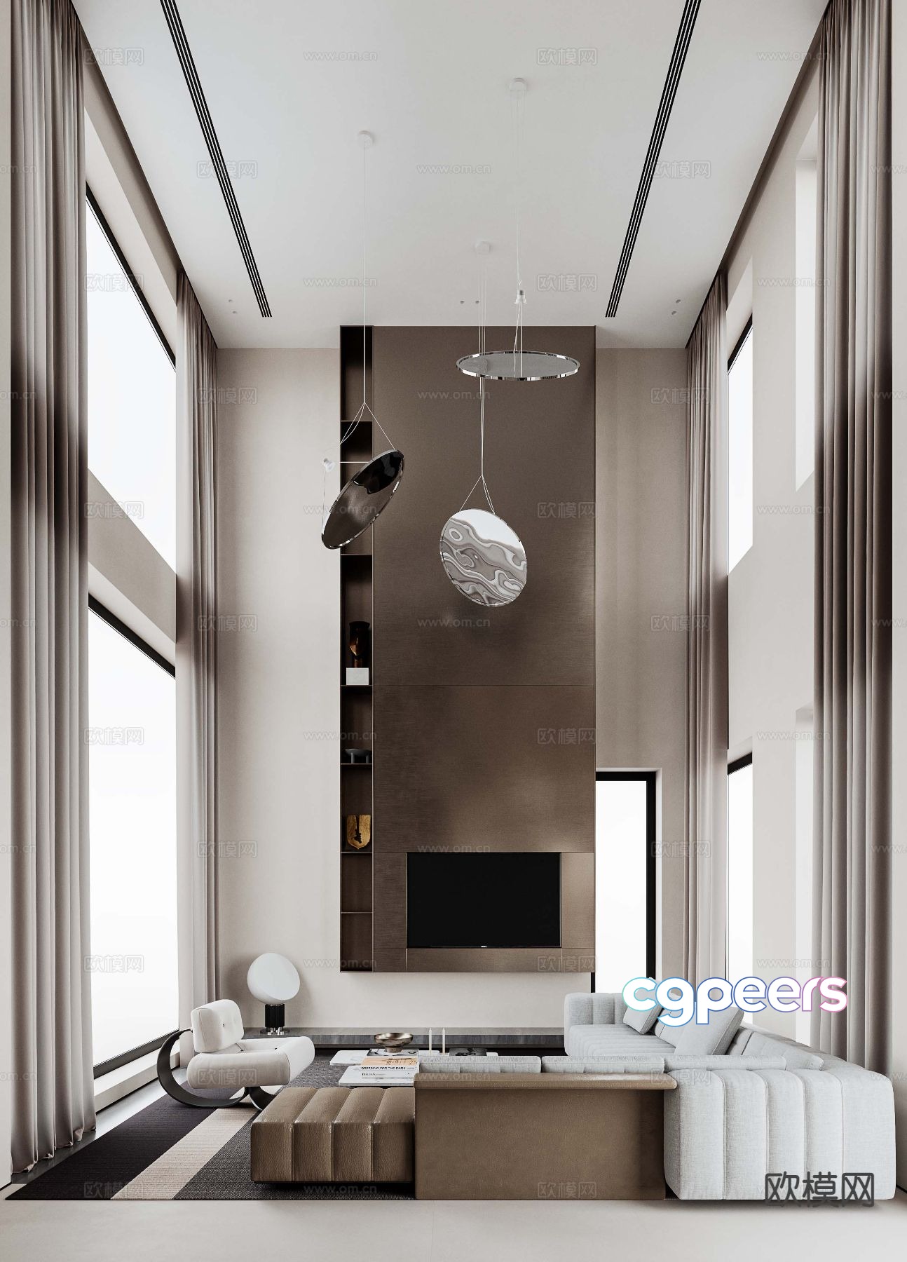 Modern villa living room 3d model Modern villa living room 3d model