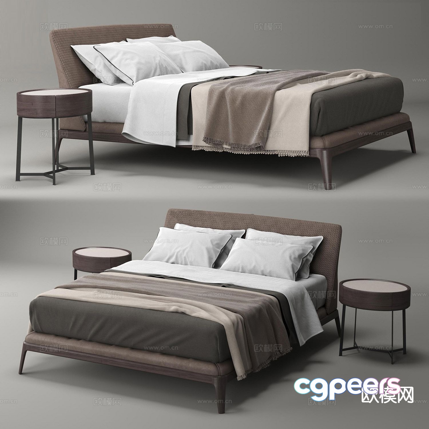 Modern double bed 3d model Modern double bed 3d model