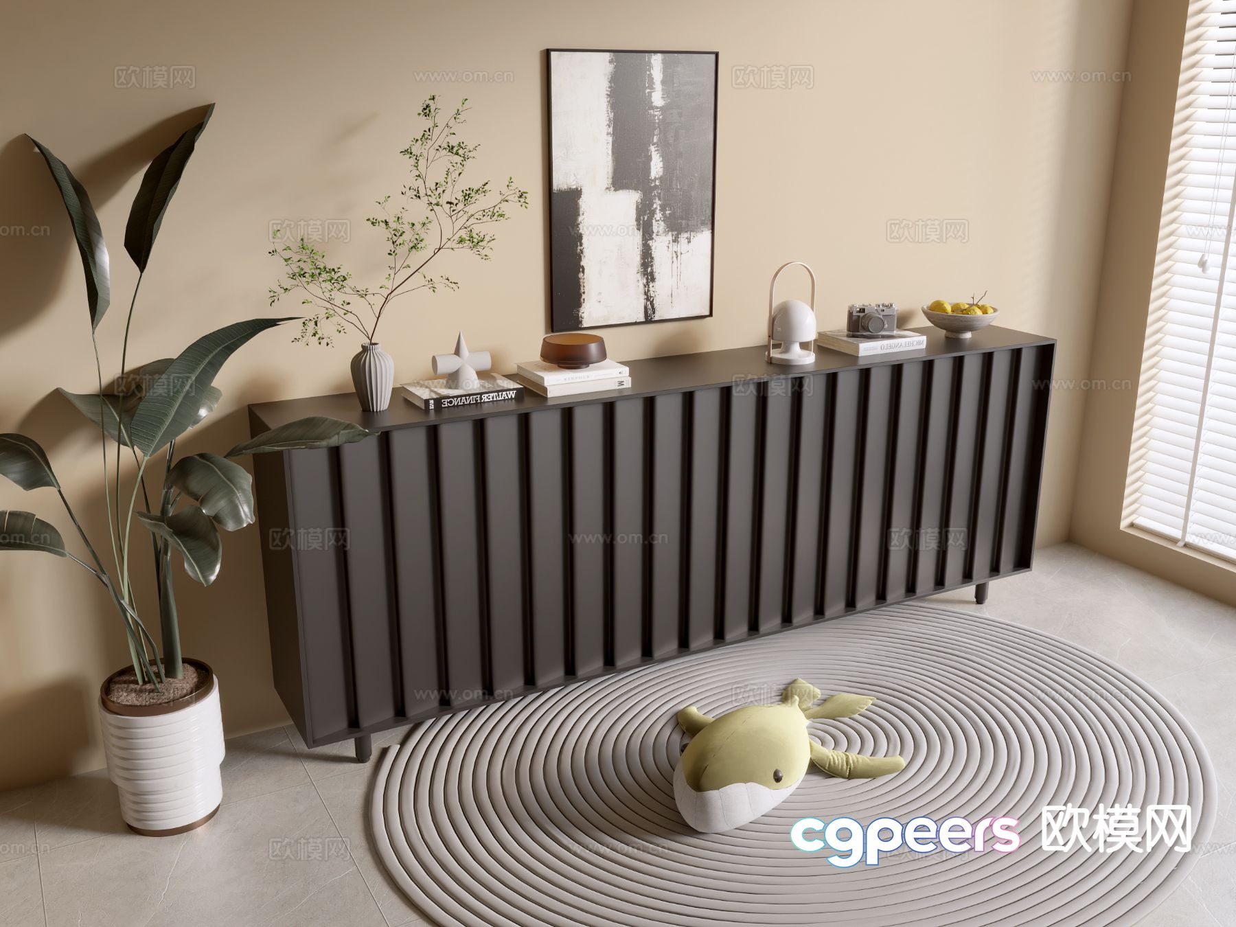 Modern black cabinet entrance cabinet 3d model Modern black cabinet entrance cabinet 3d model