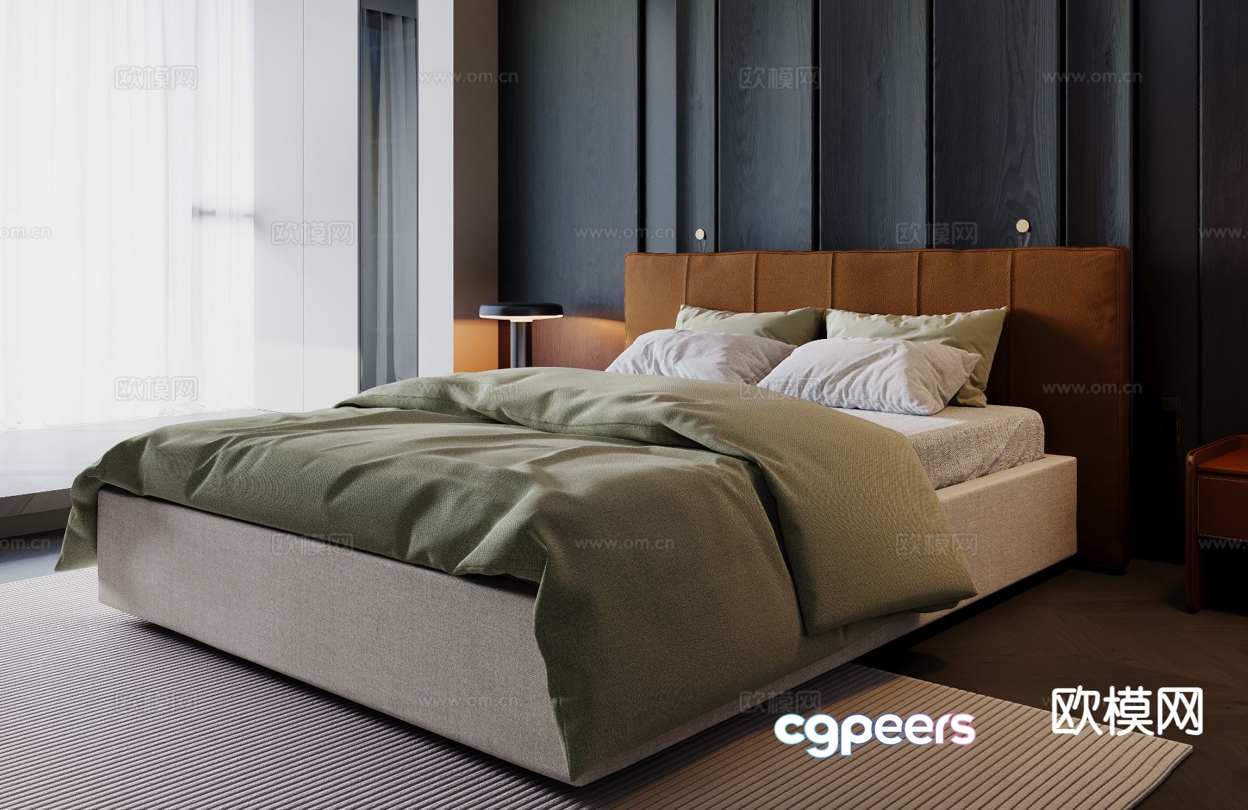 Modern double bed 3d model Modern double bed 3d model