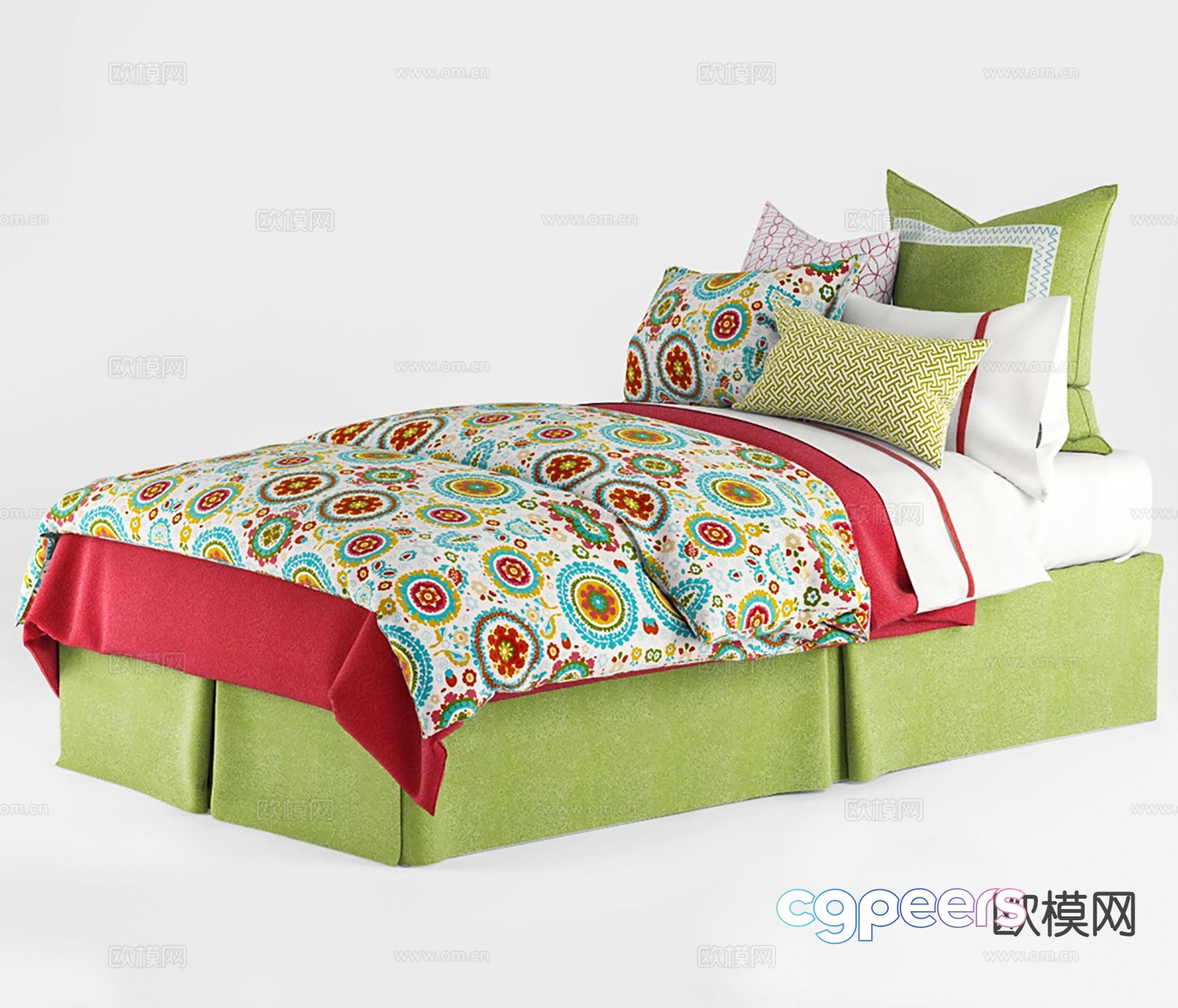 Modern single bed 3d model Modern single bed 3d model