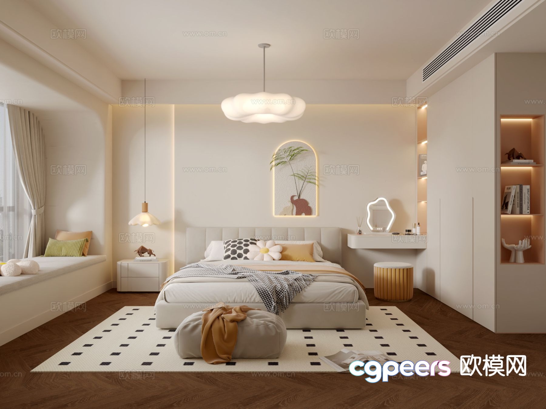 Cream style bedroom master bedroom 3d model Cream style bedroom master bedroom 3d model