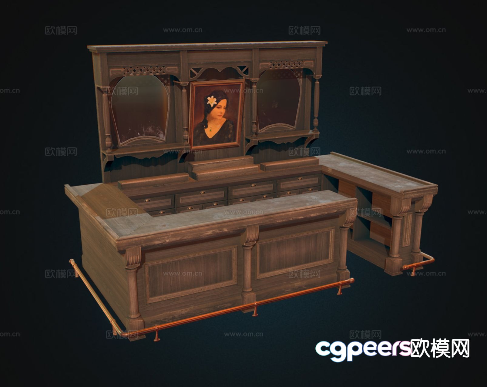 European bar counter old bar counter 3d model European bar counter old bar counter 3d model