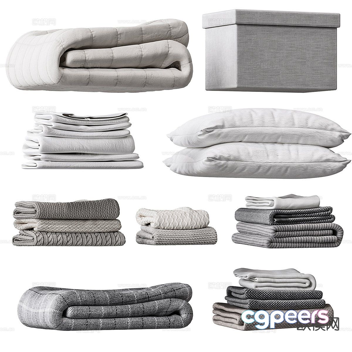 Modern bedding pillow blanket 3d model Modern bedding pillow blanket 3d model