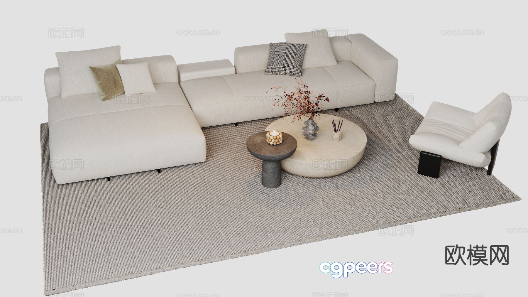 Modern sectional sofa 3d model Modern sectional sofa 3d model