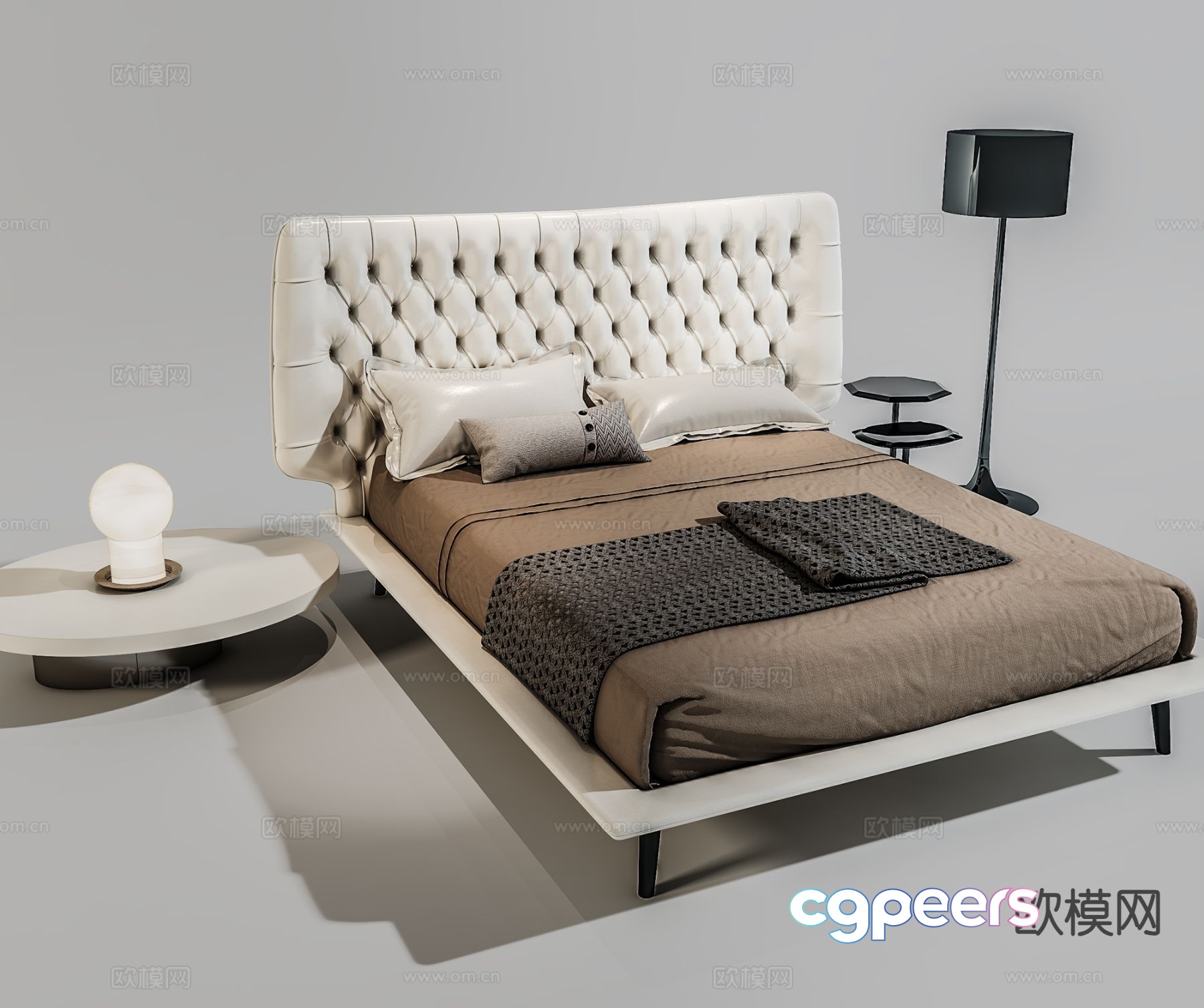 Modern double bed 3d model Modern double bed 3d model