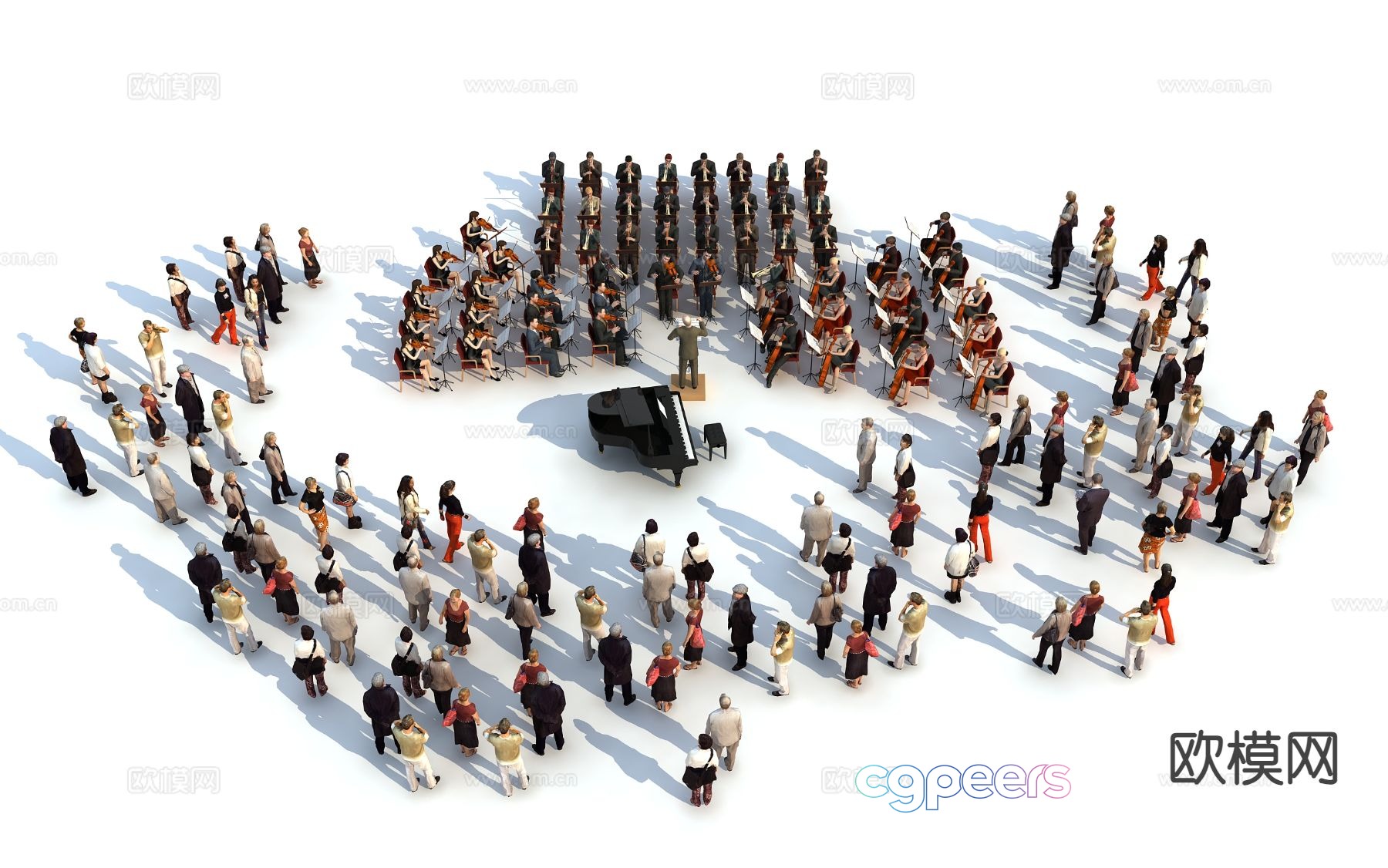 Multiplayer playing band 3d model Multiplayer playing band 3d model