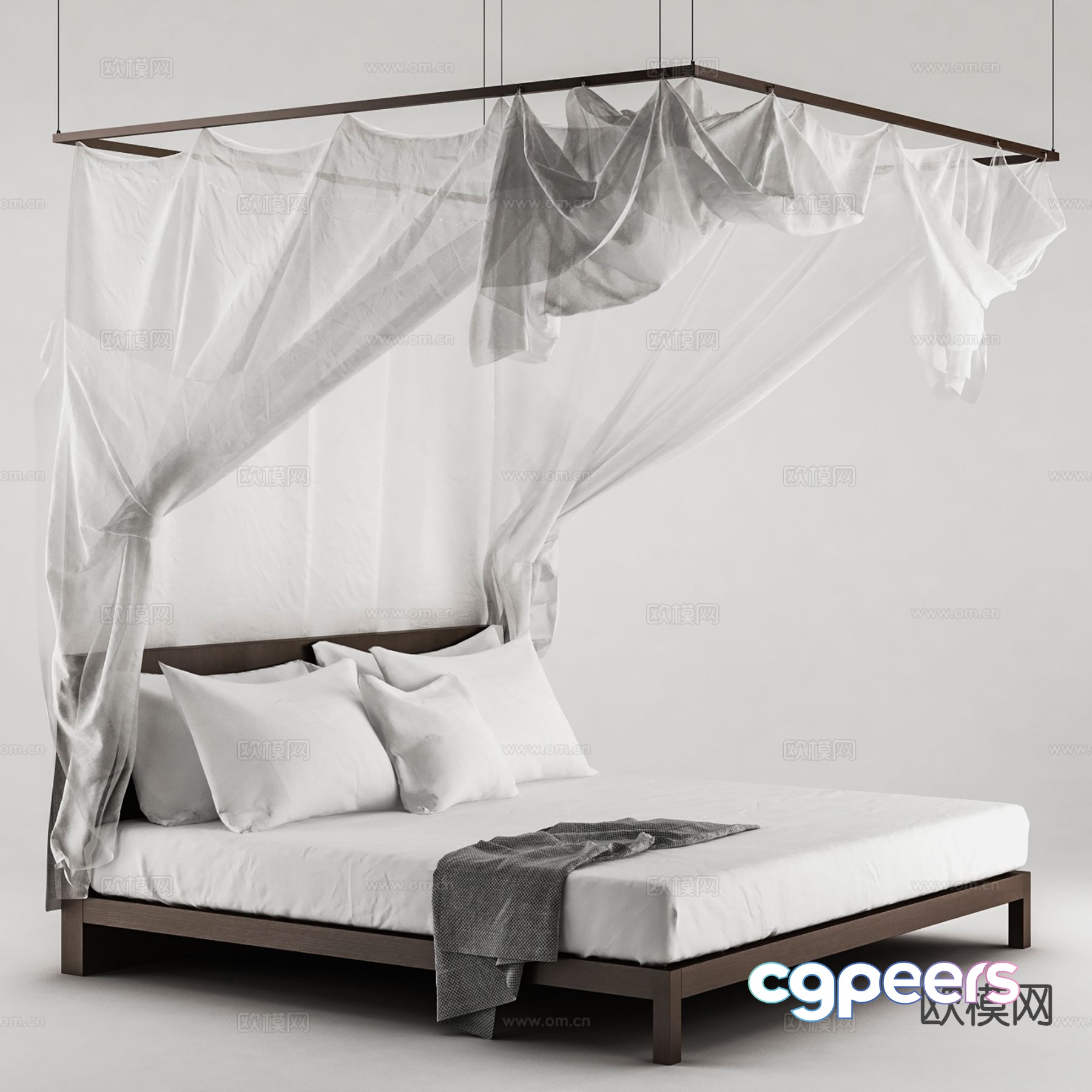 Modern double bed 3d model Modern double bed 3d model
