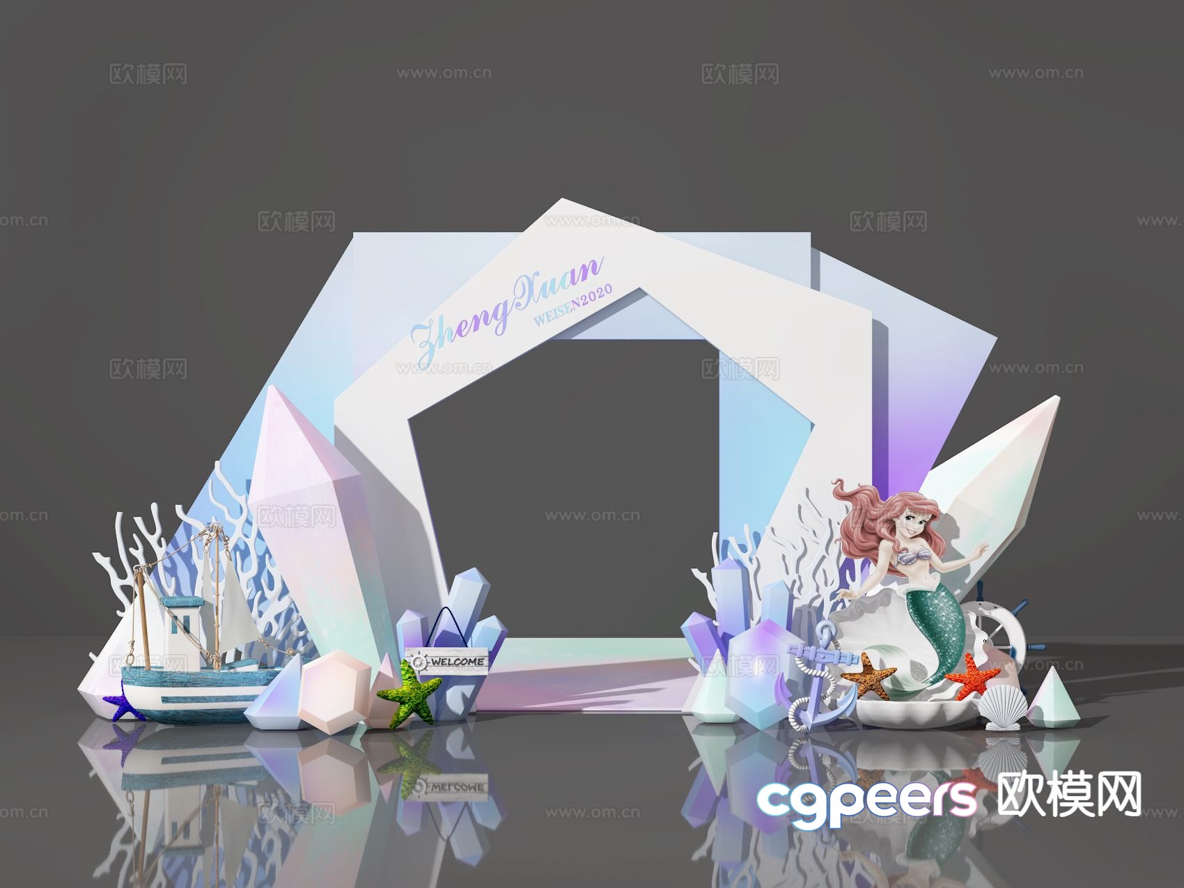 Marine theme display 3D model Marine theme display 3D model