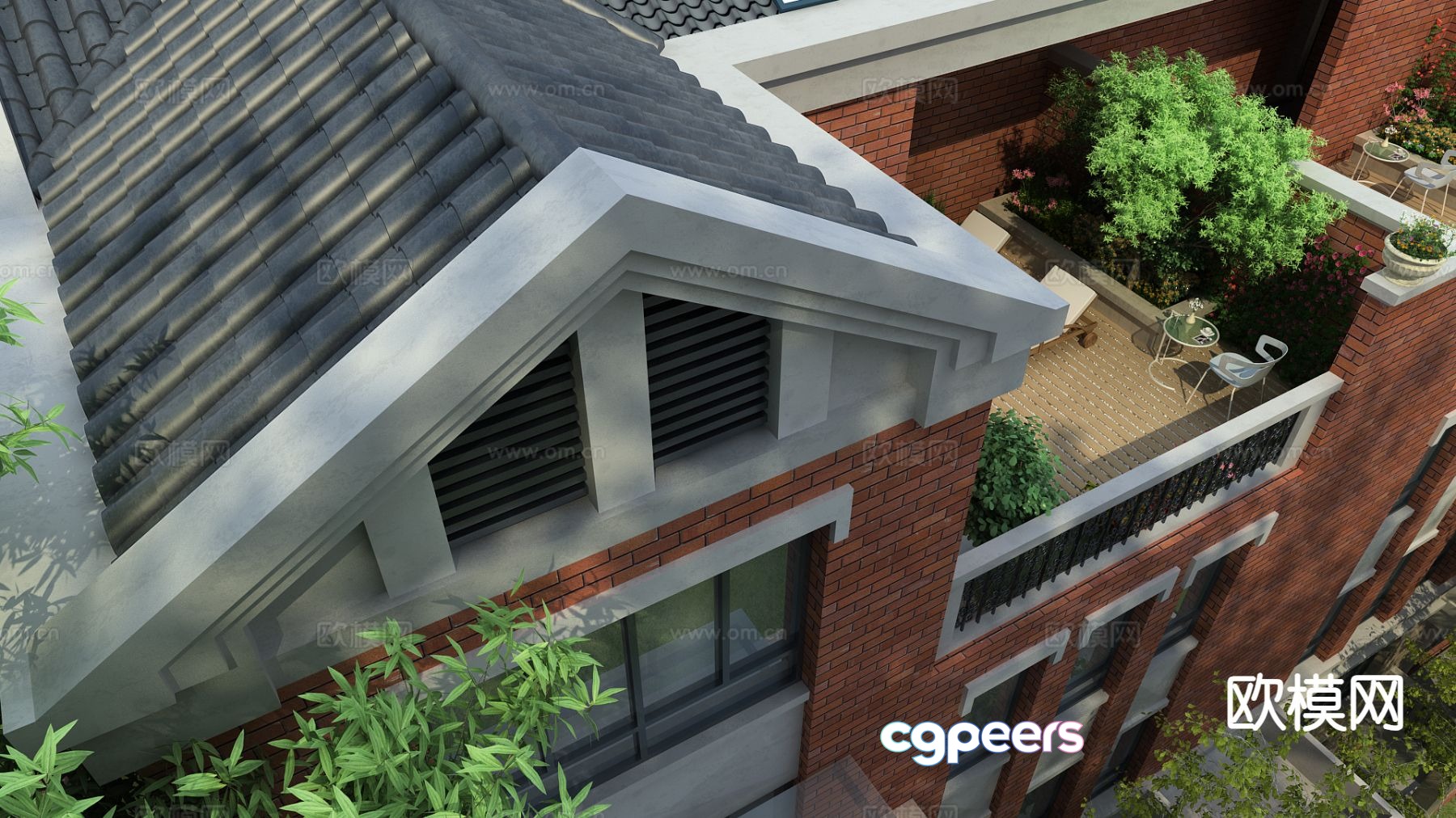 Modern roof terrace landscape 3d model Modern roof terrace landscape 3d model