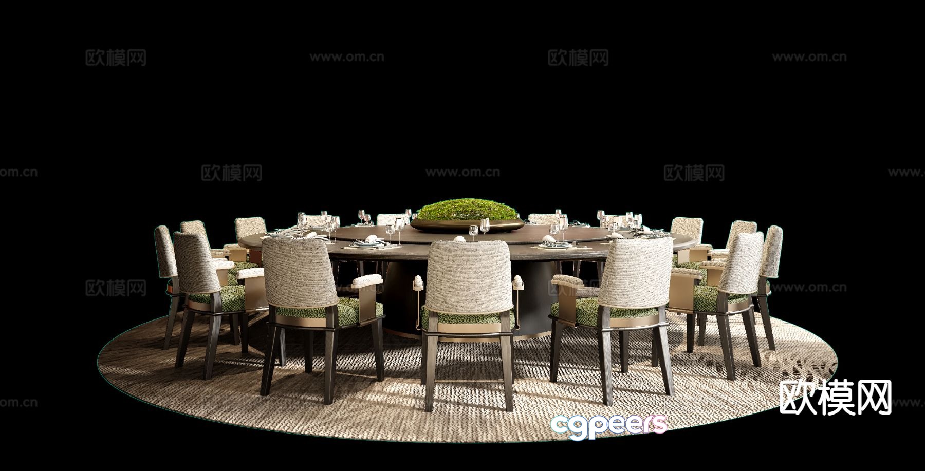 Modern dining table and chairs round table 3d model Modern dining table and chairs round table 3d model