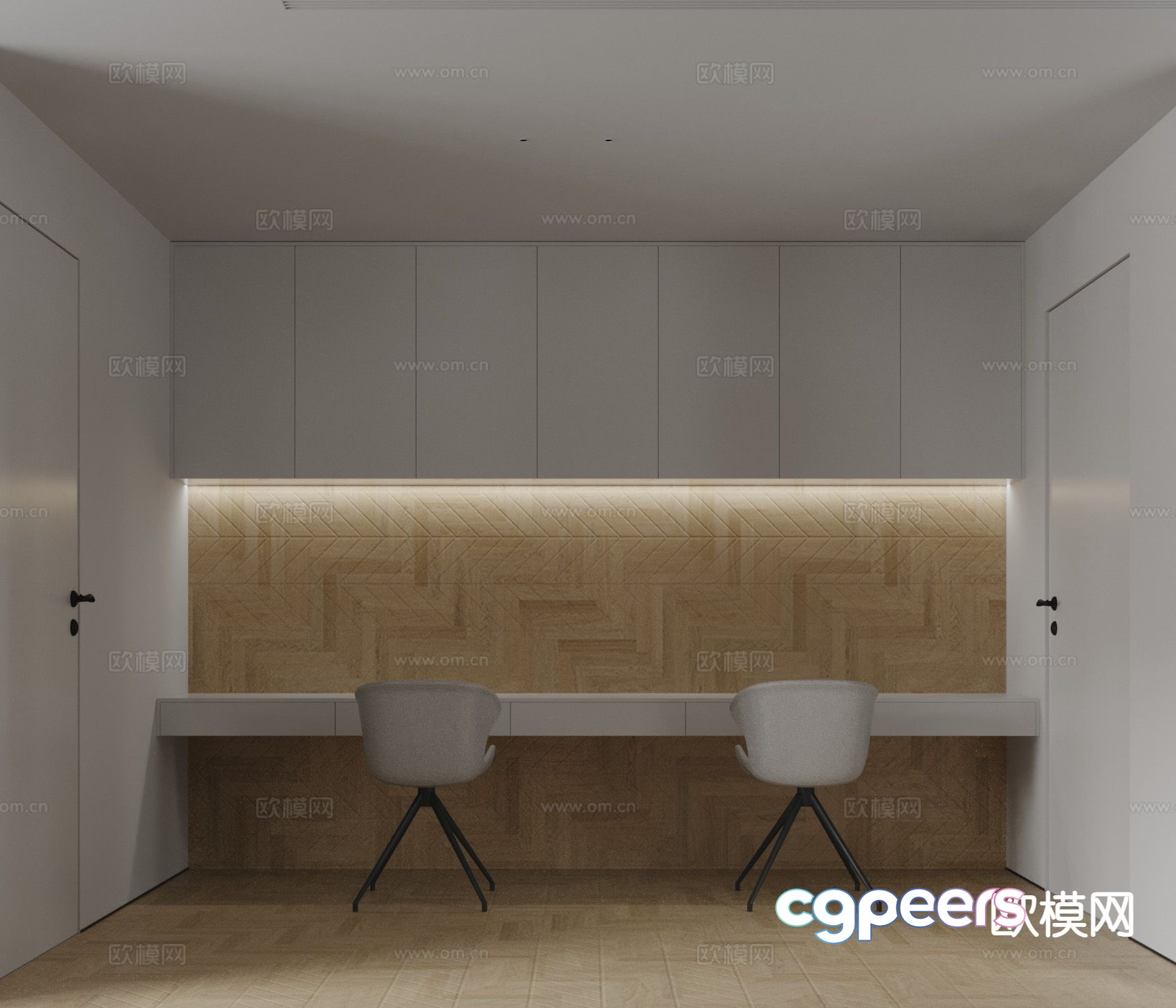 Modern double study room 3d model Modern double study room 3d model