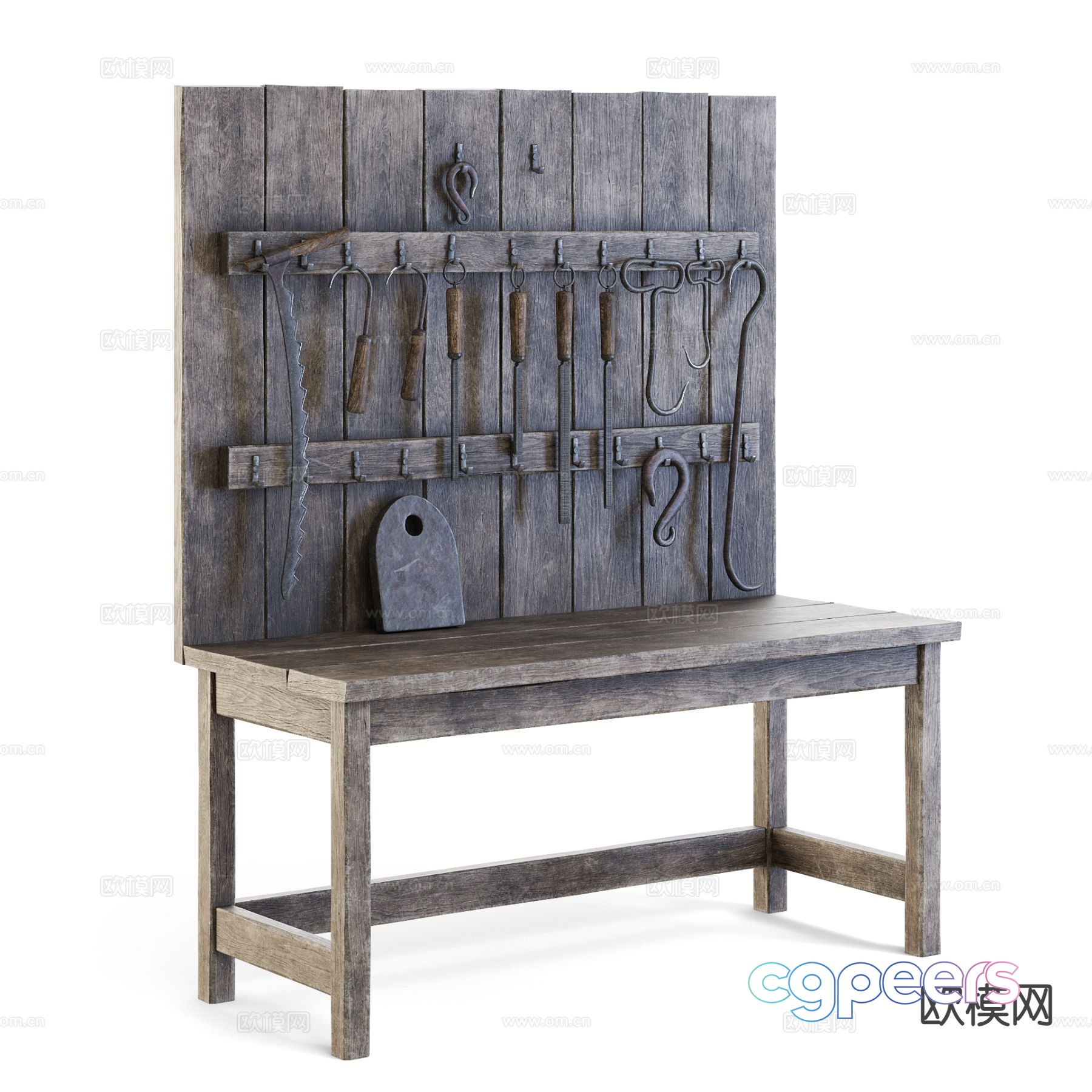 Iron hook hardware tool hook workbench table 3d model Iron hook hardware tool hook workbench table 3d model