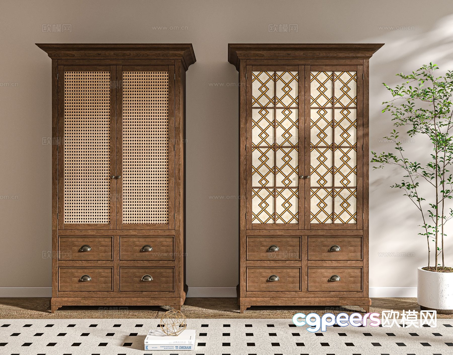 Wabi Sabi Wardrobe Rattan Wardrobe 3D model Wabi Sabi Wardrobe Rattan Wardrobe 3D model