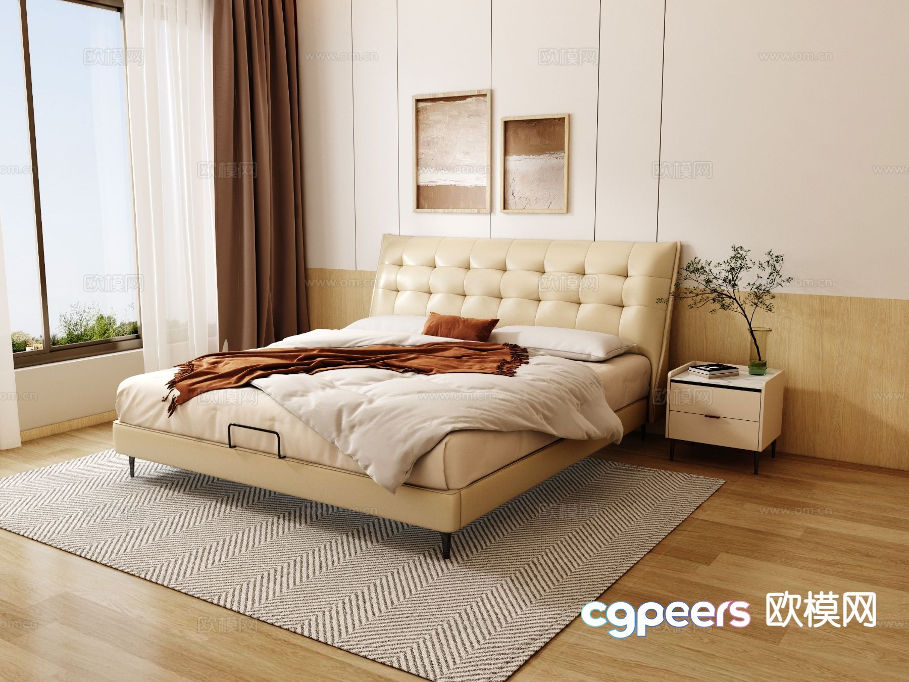 Modern double bed 3d model Modern double bed 3d model