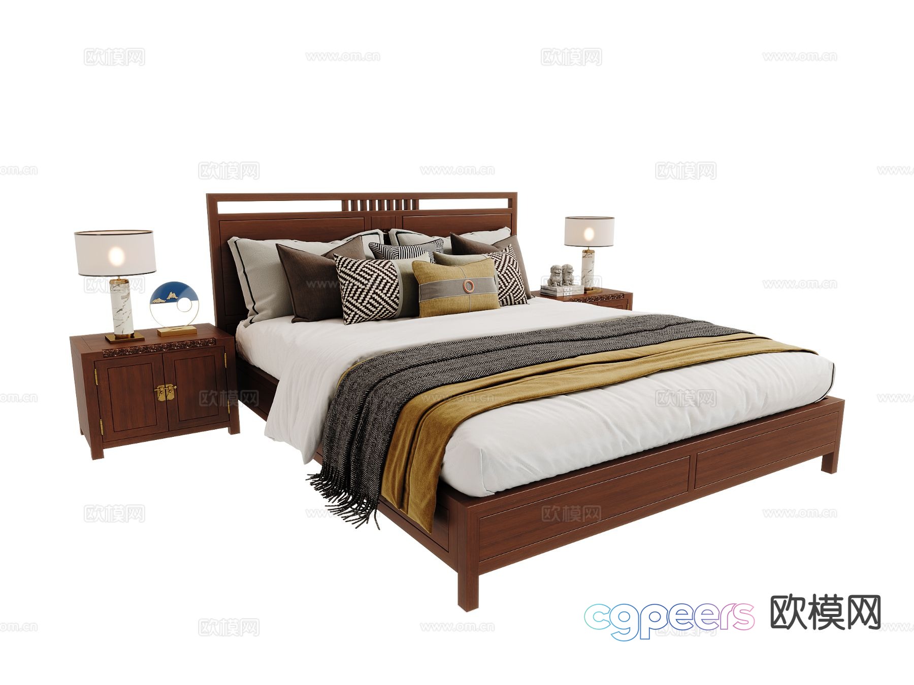 Chinese double bed 3d model Chinese double bed 3d model