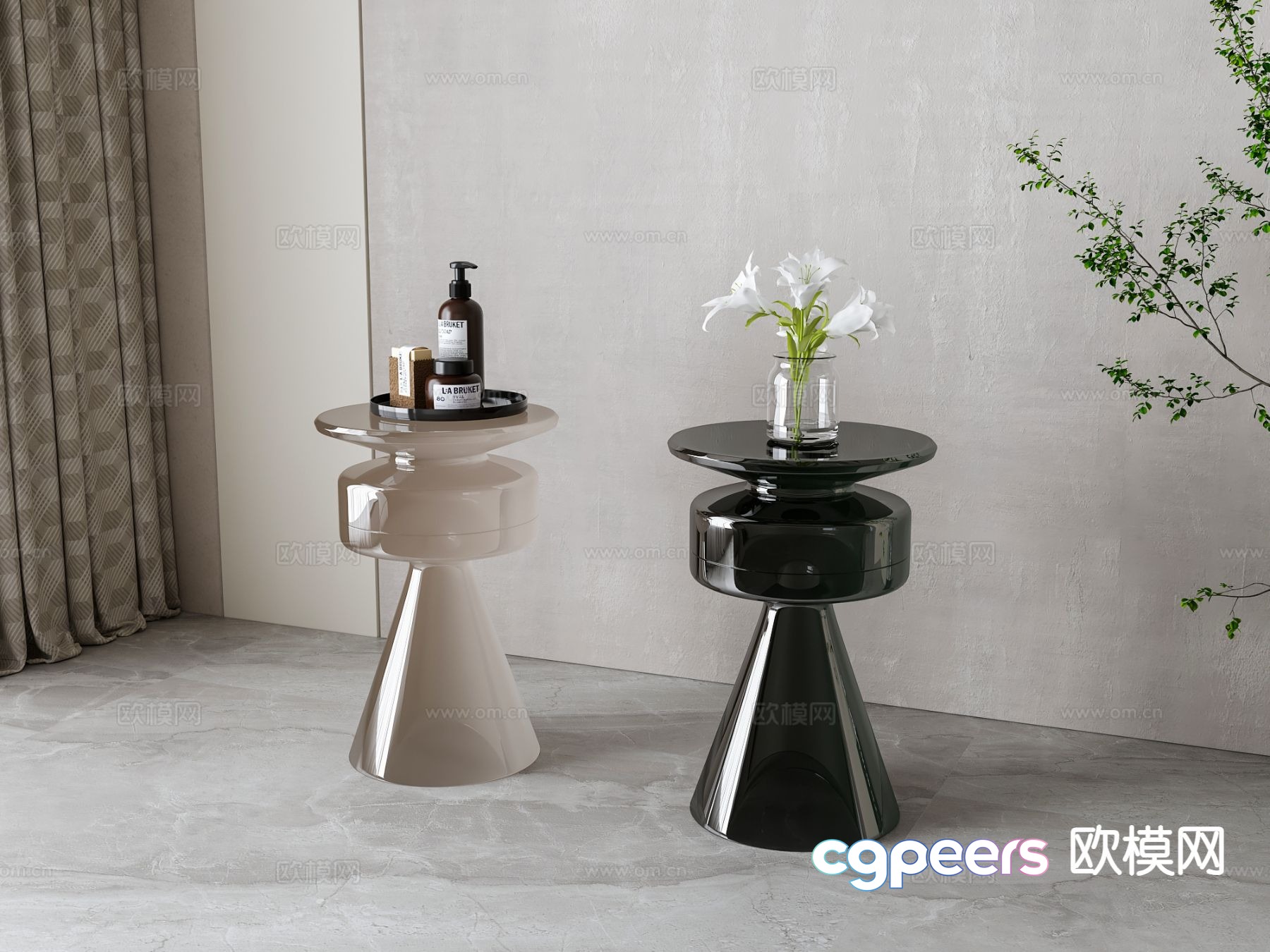 Acrylic corner table side table round table table table 3D model Acrylic corner table side table round table table table 3D model
