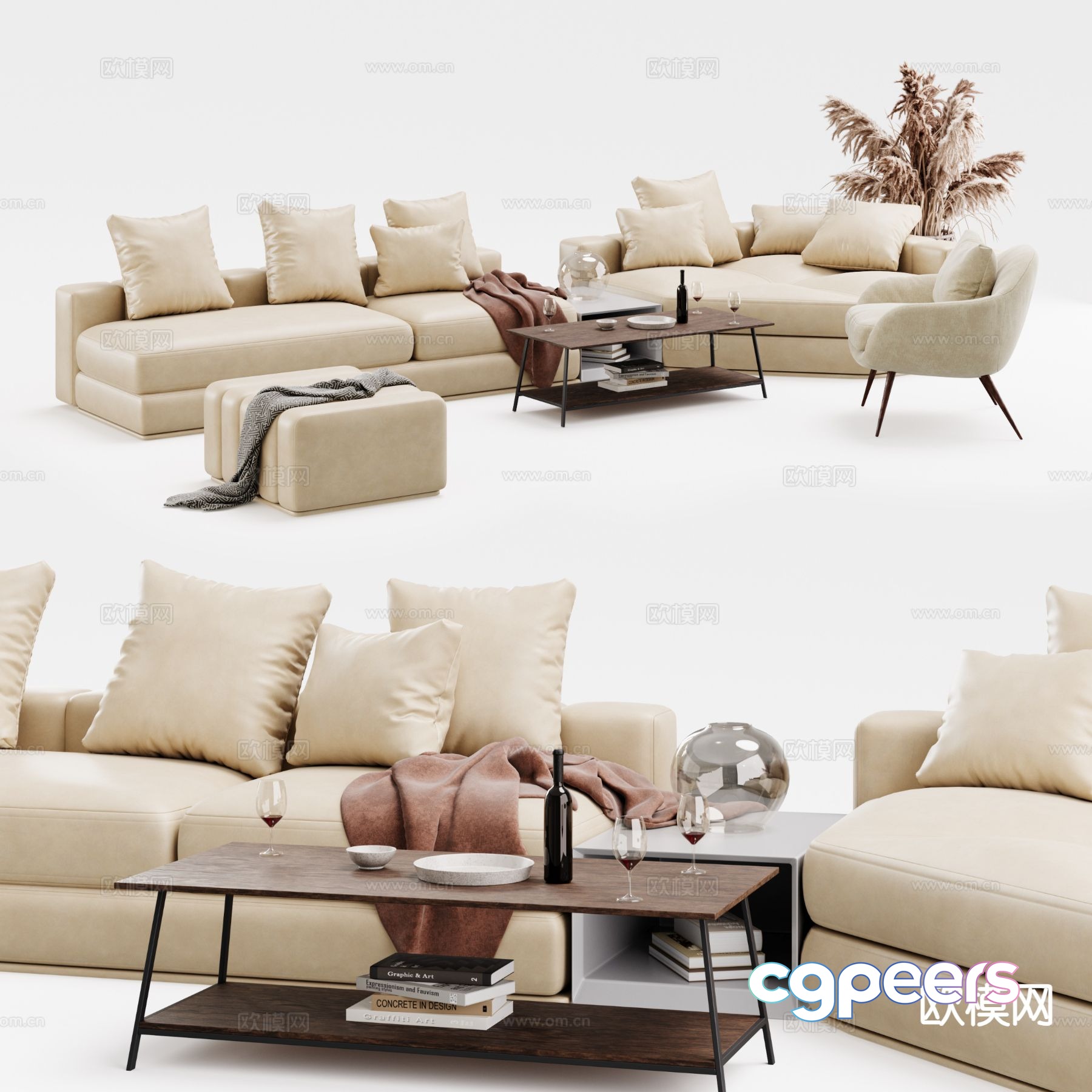 Modern sectional sofa 3d model Modern sectional sofa 3d model