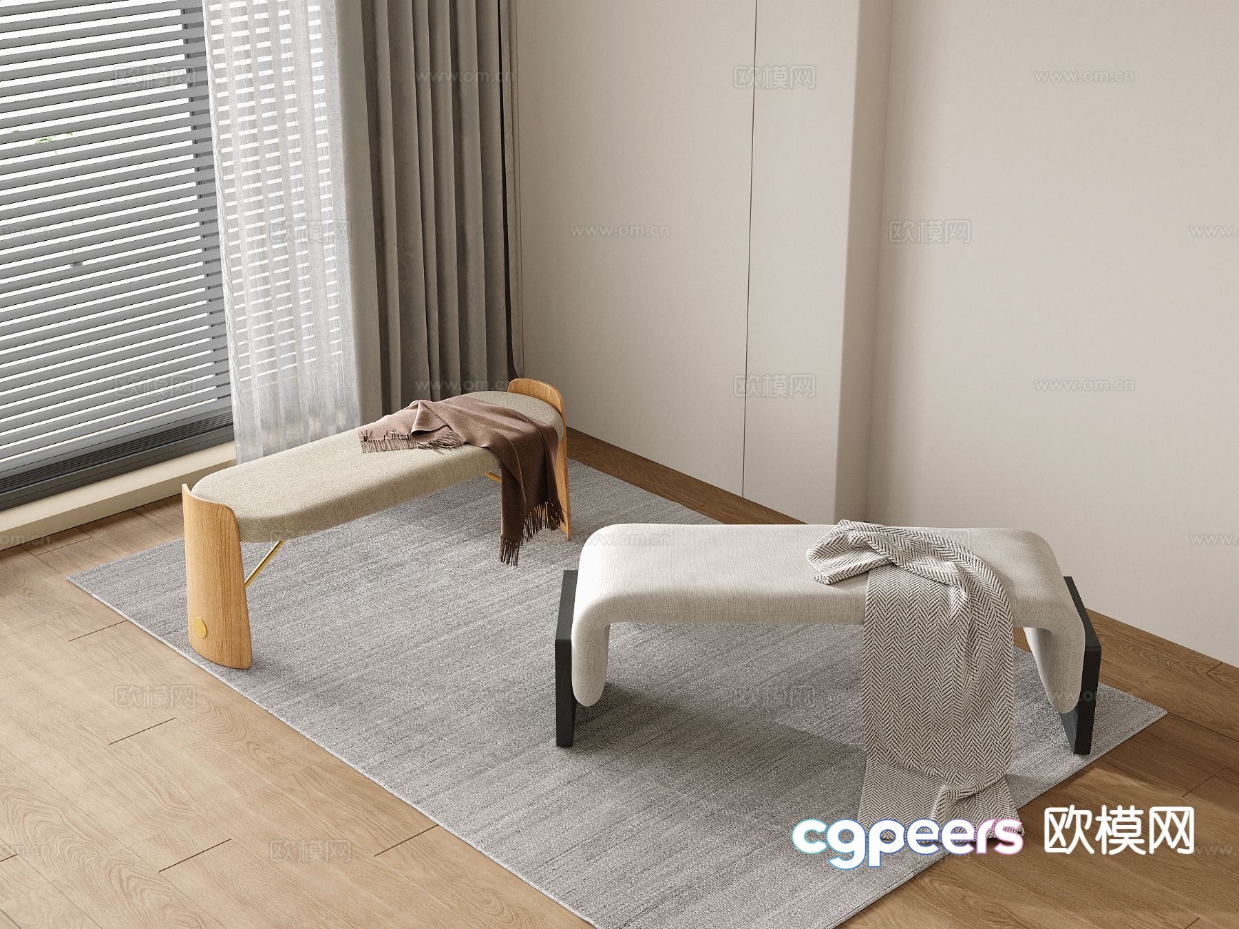 Modern bed end stool sofa stool shoe changing stool bench 3d model Modern bed end stool sofa stool shoe changing stool bench 3d model