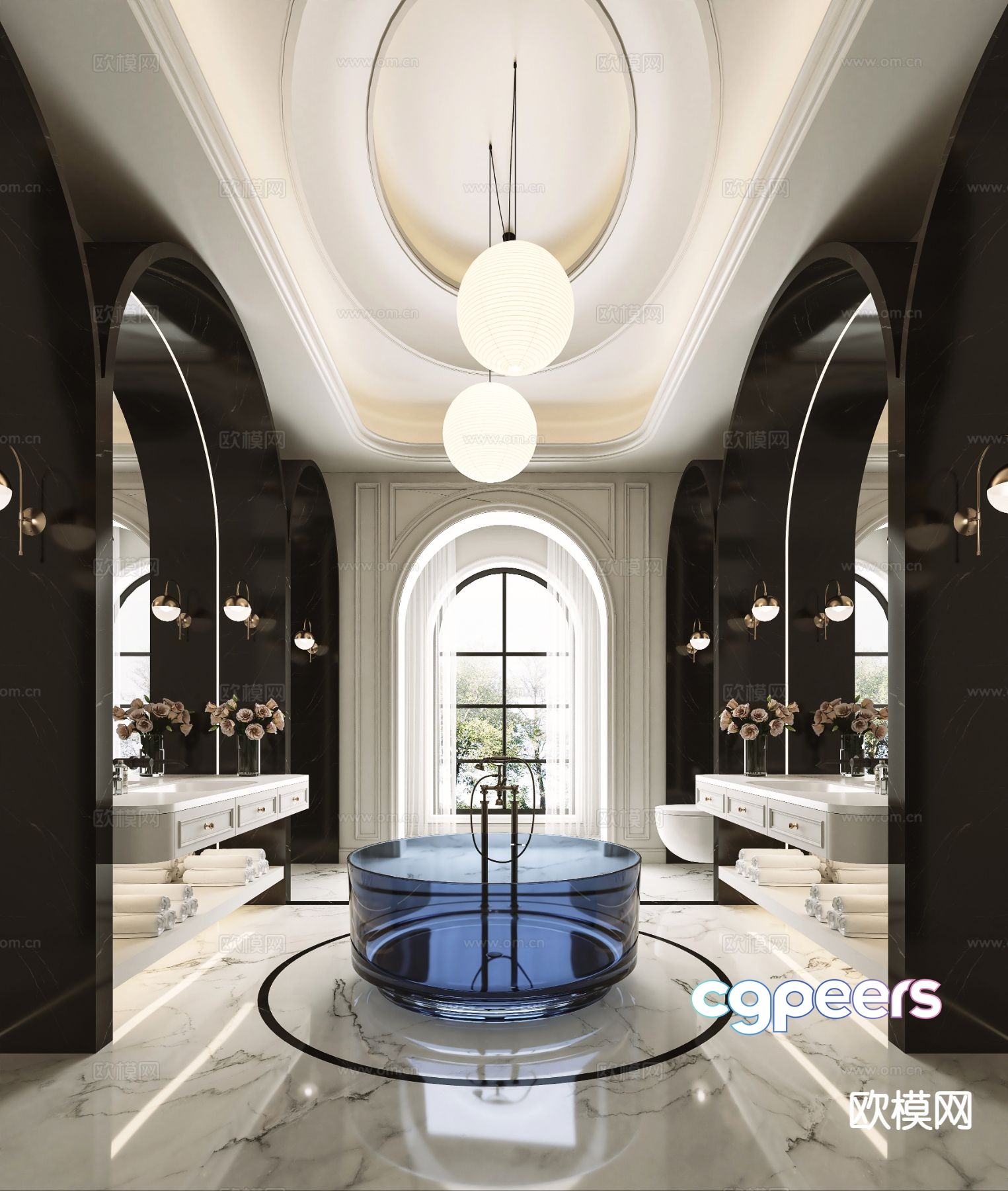 French bathroom villa bathroom luxury bathroom 3D model French bathroom villa bathroom luxury bathroom 3D model
