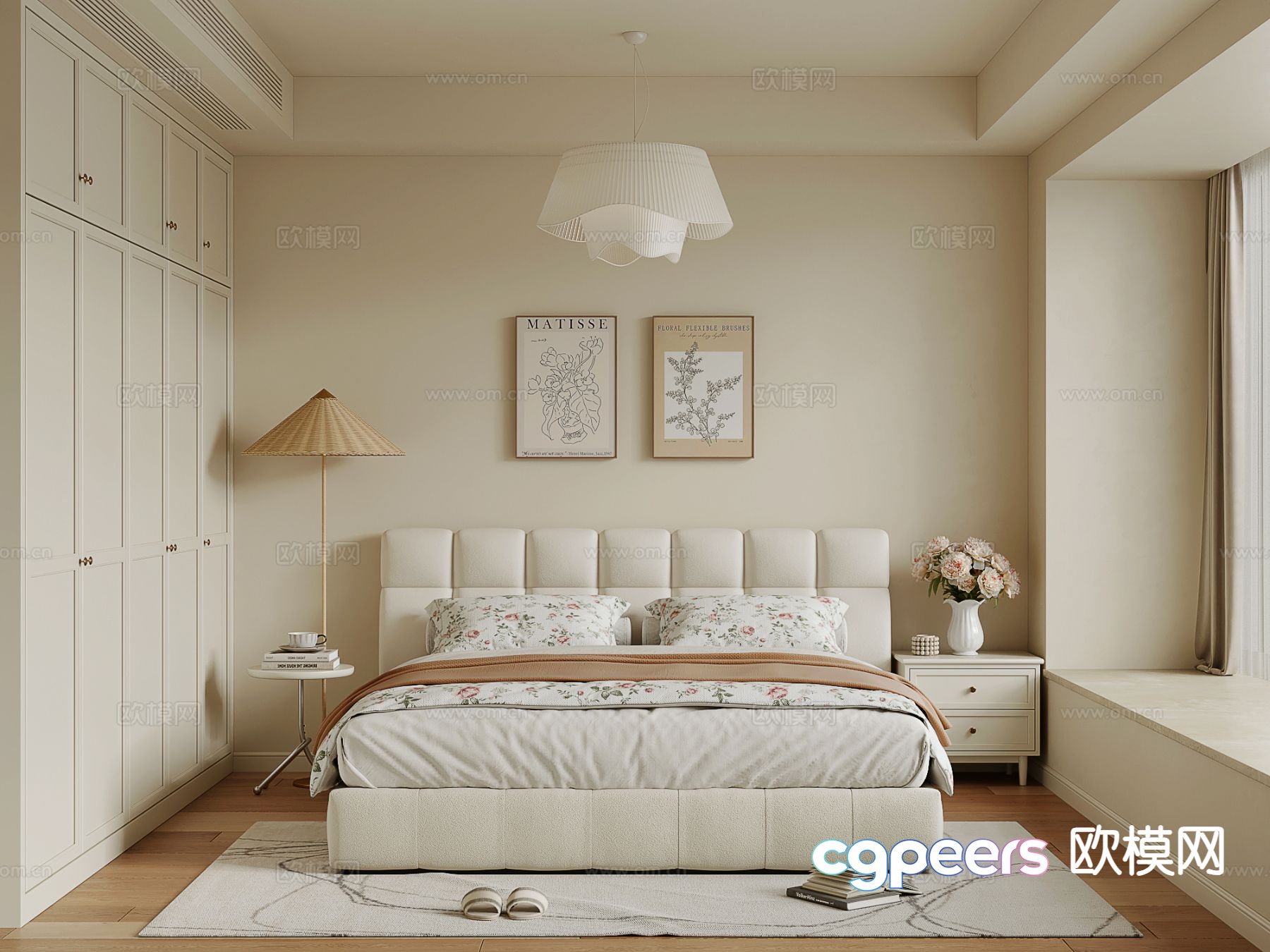 Cream style bedroom master bedroom 3d model Cream style bedroom master bedroom 3d model