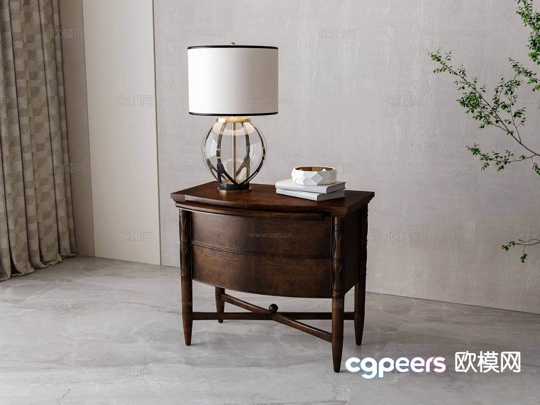 American bedside table 3d model American bedside table 3d model