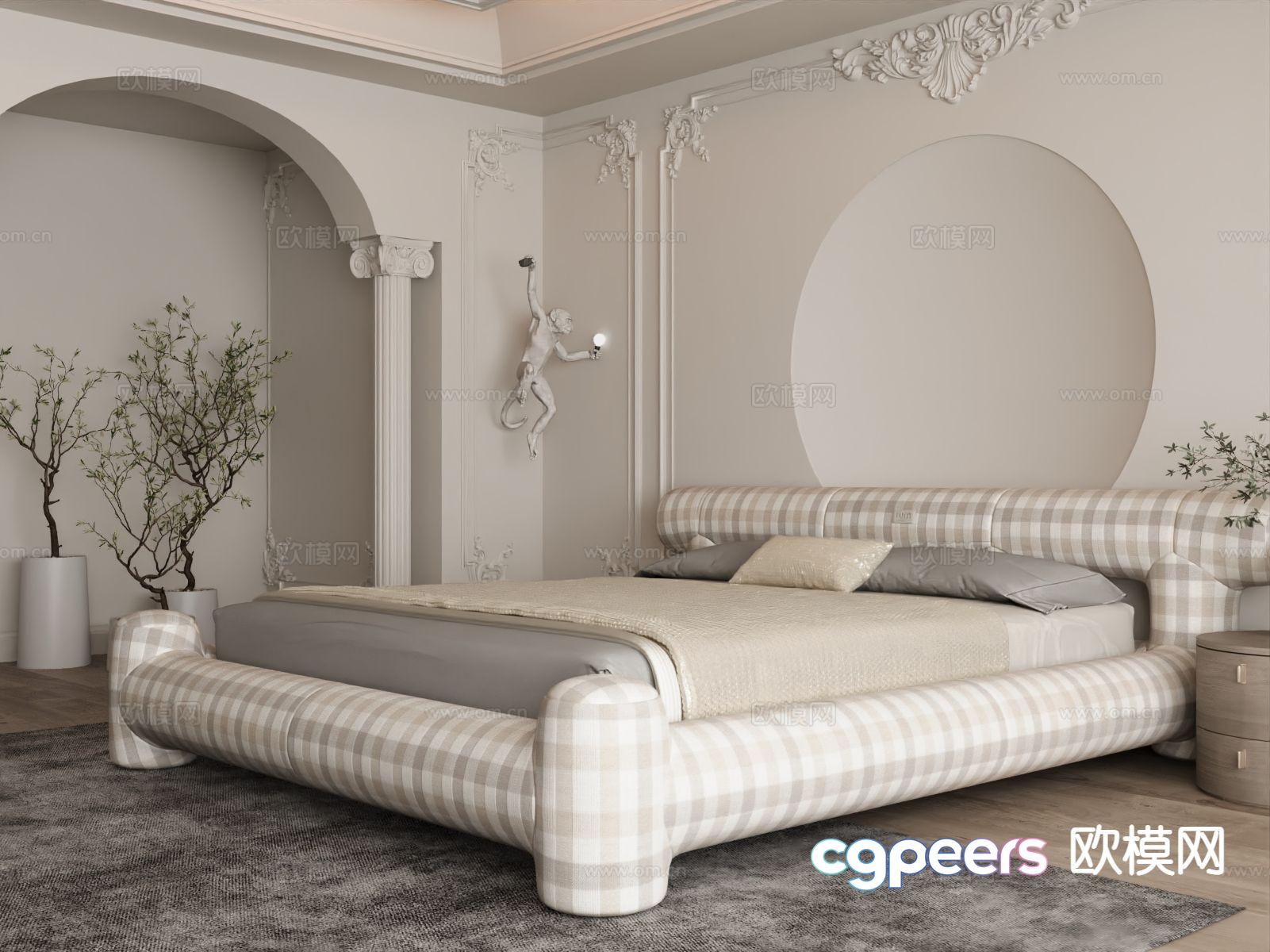 French double bed 3d model French double bed 3d model
