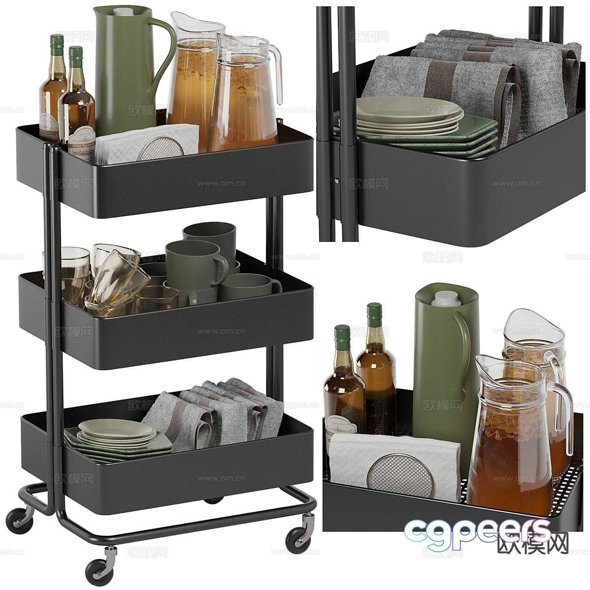 Mobile trolley corner table side table 3d model Mobile trolley corner table side table 3d model
