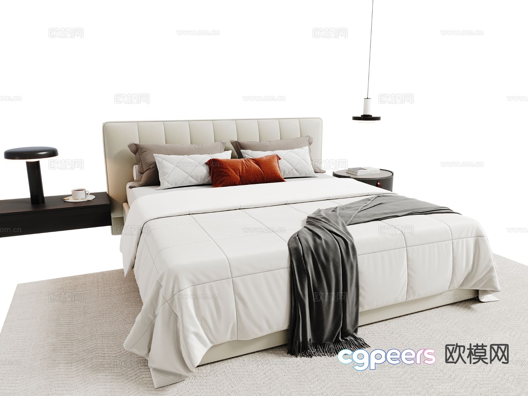 Modern double bed 3d model Modern double bed 3d model