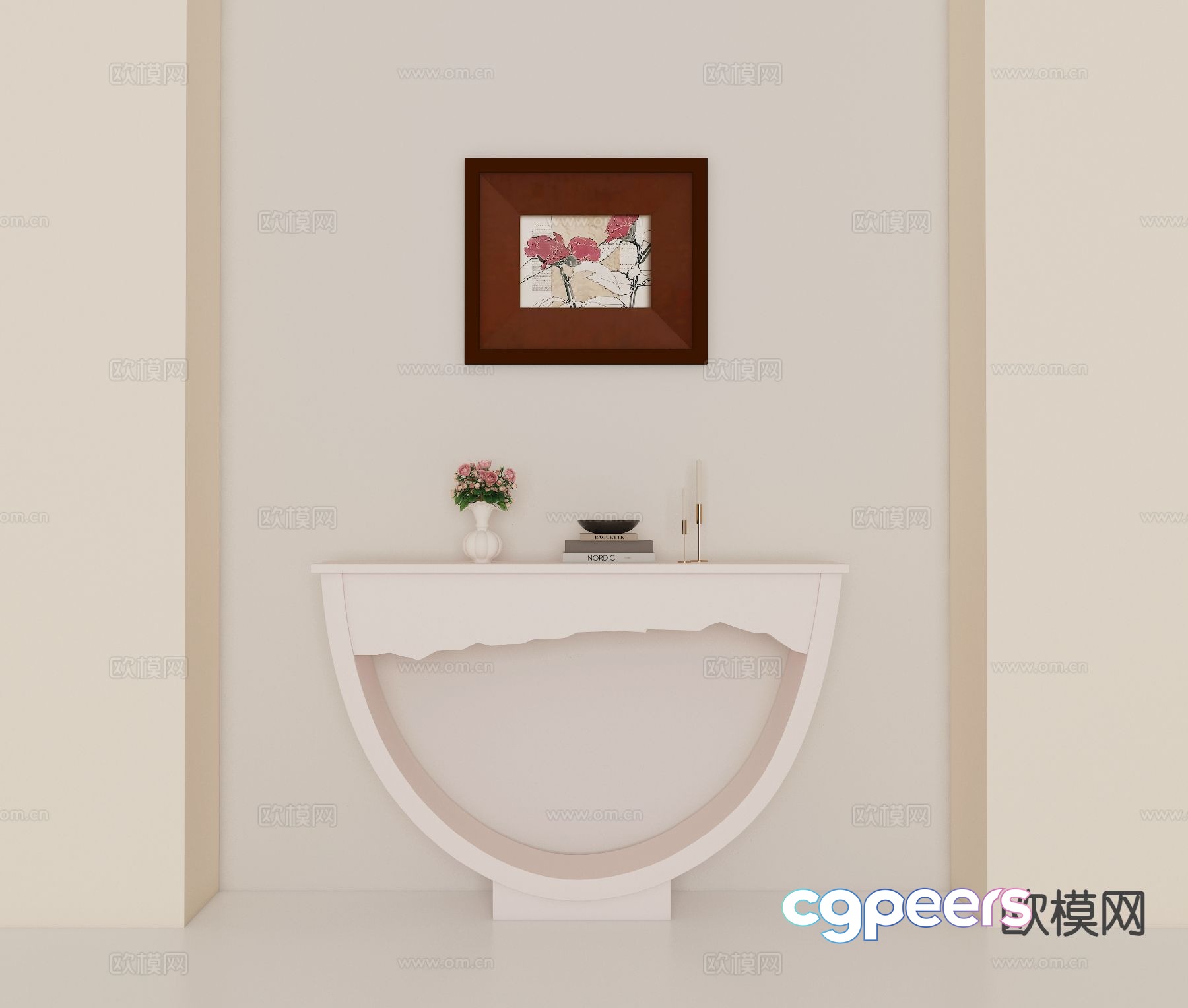 Cream Wind View Table 3D Model Cream Wind View Table 3D Model
