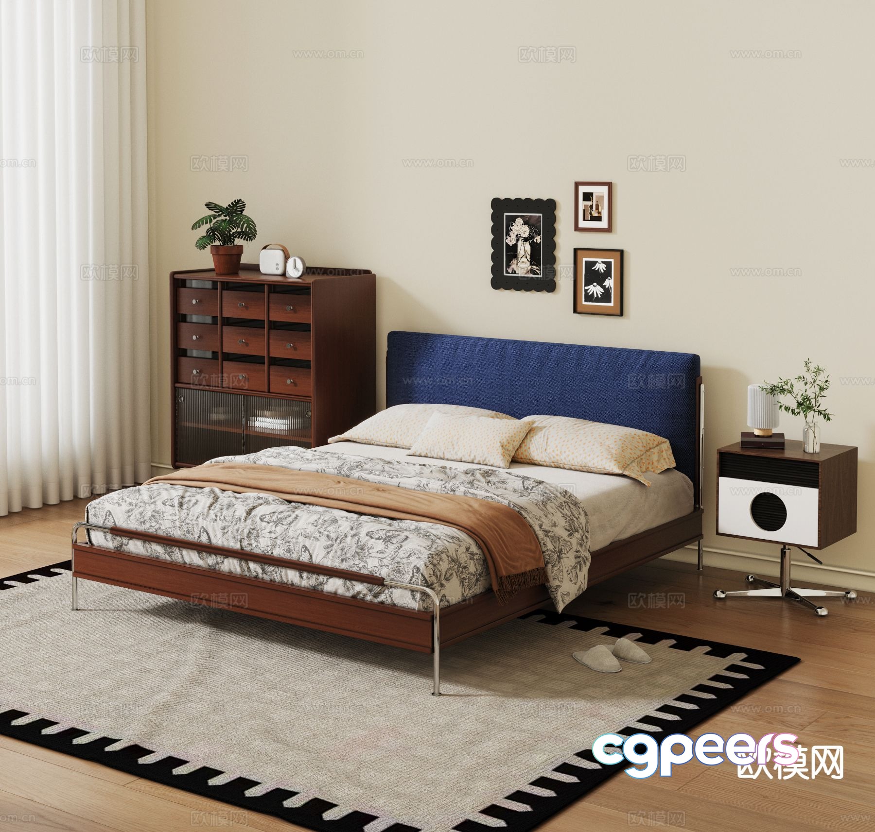 Medieval style double bed solid wood bed 3d model Medieval style double bed solid wood bed 3d model