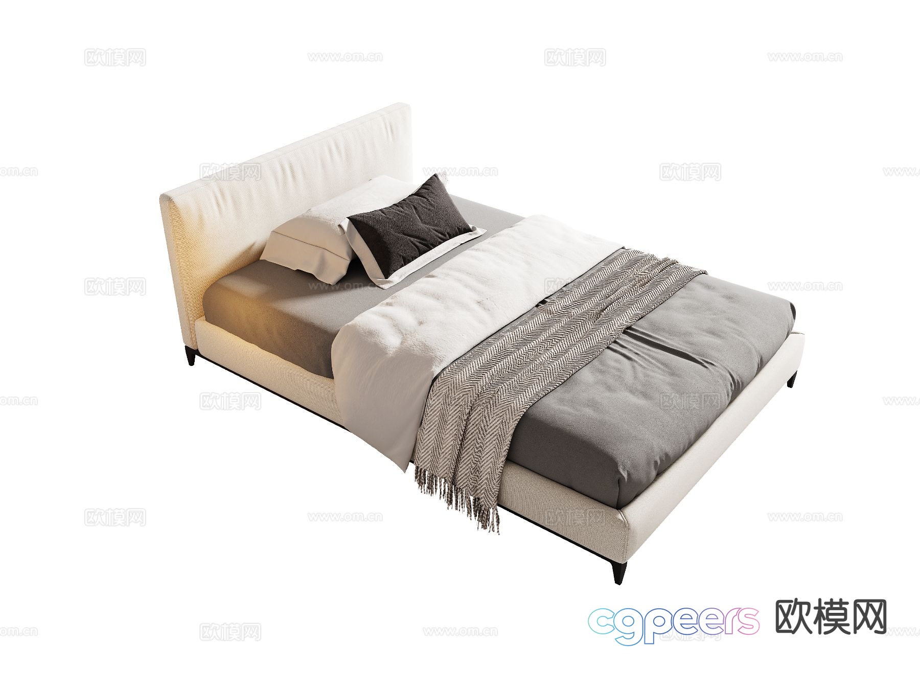 Modern single bed 3d model Modern single bed 3d model