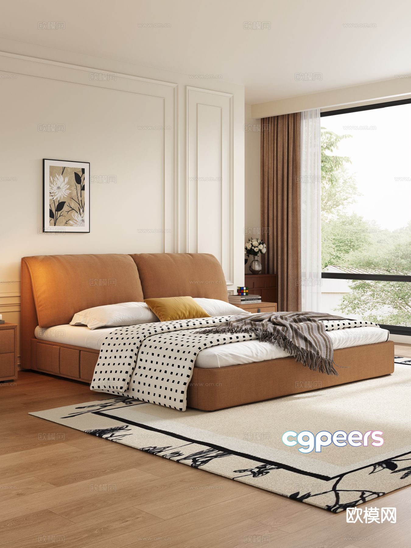 Modern double bed 3d model Modern double bed 3d model