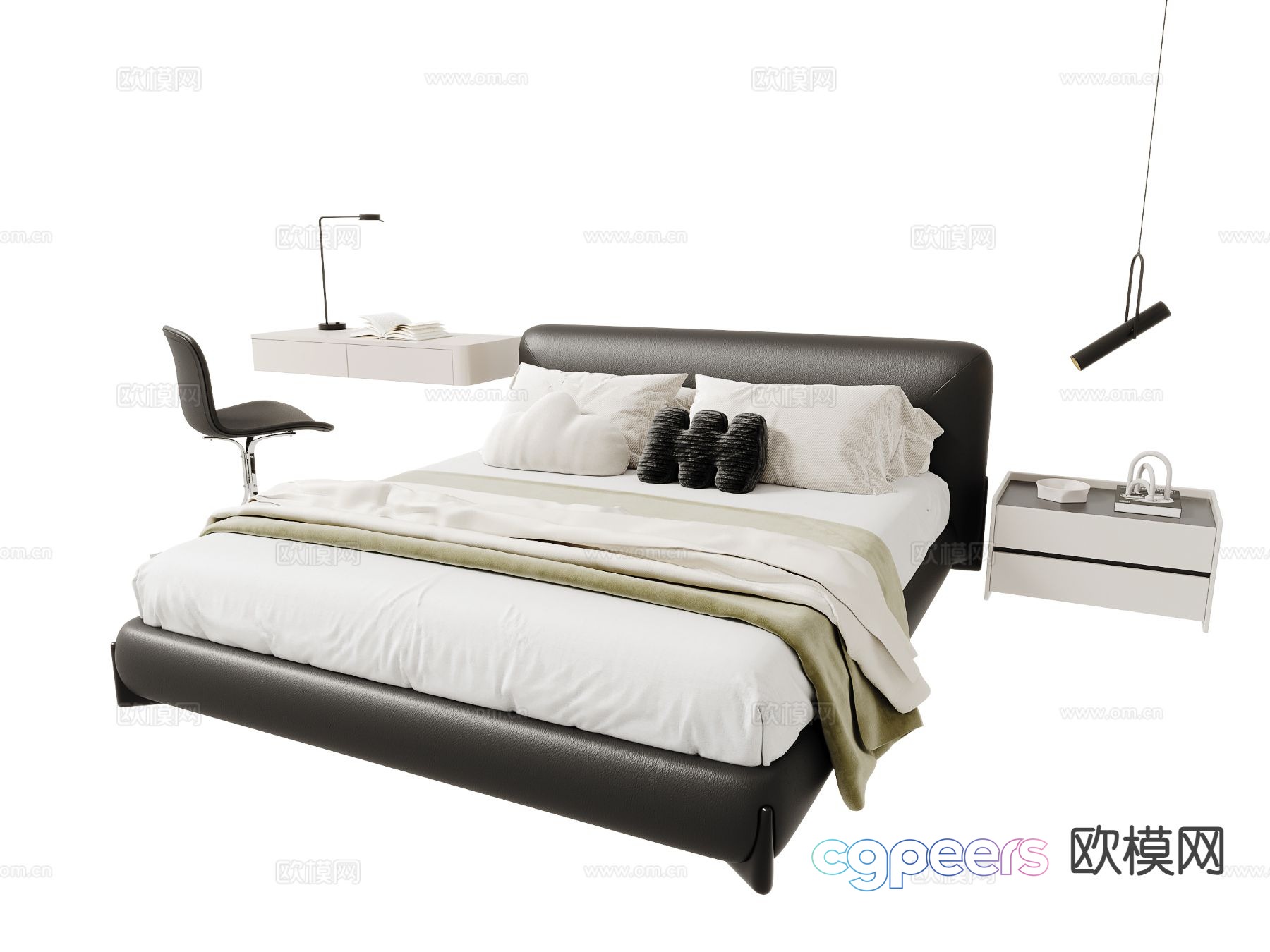 Modern double bed 3d model Modern double bed 3d model