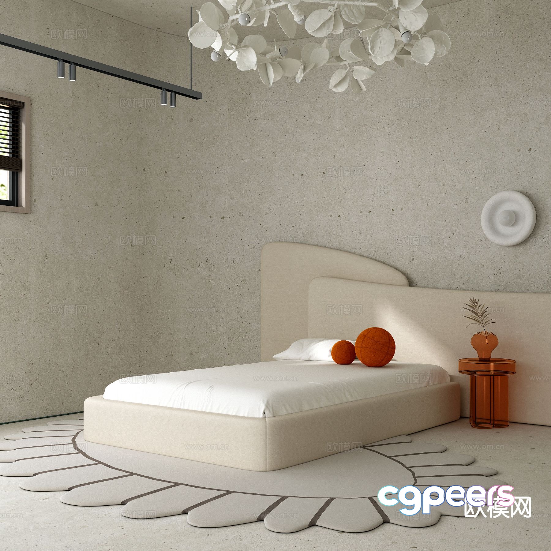Modern single bed 3d model Modern single bed 3d model