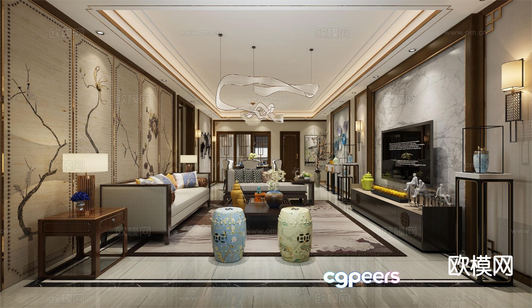 Chinese living room 3d model Chinese living room 3d model