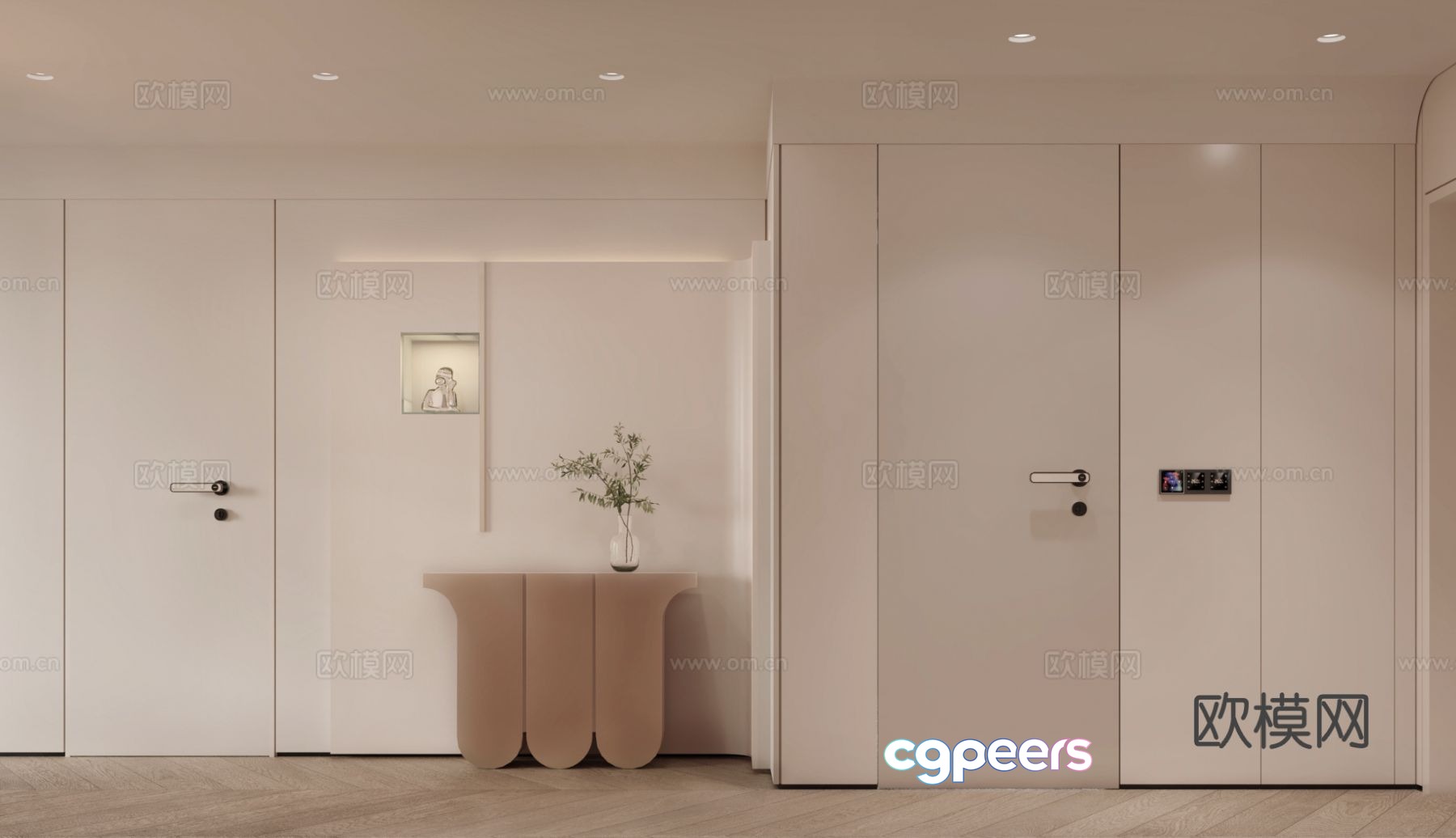 Minimalist entrance hall aisle passage 3D model Minimalist entrance hall aisle passage 3D model