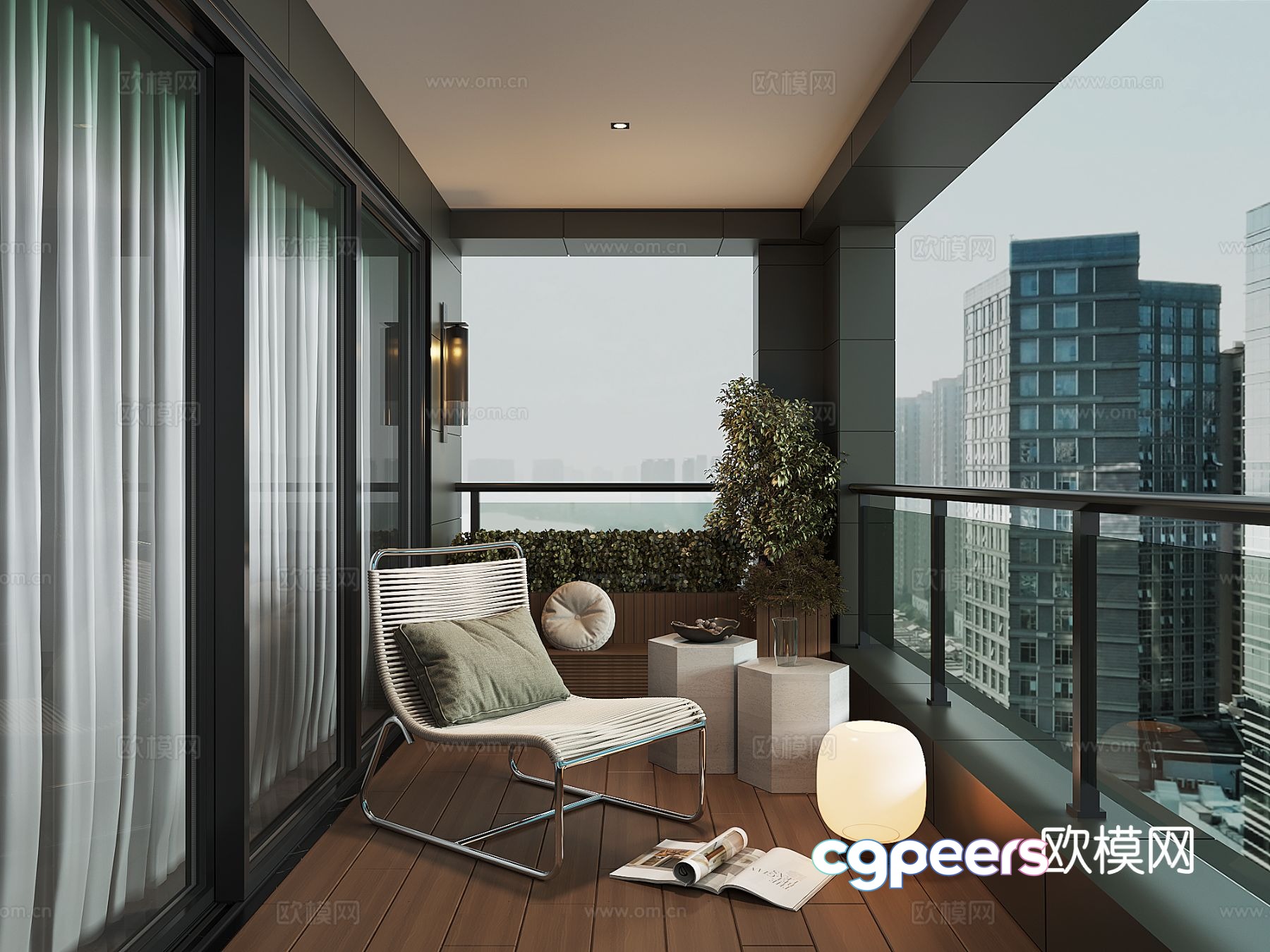 Modern balcony garden 3d model Modern balcony garden 3d model