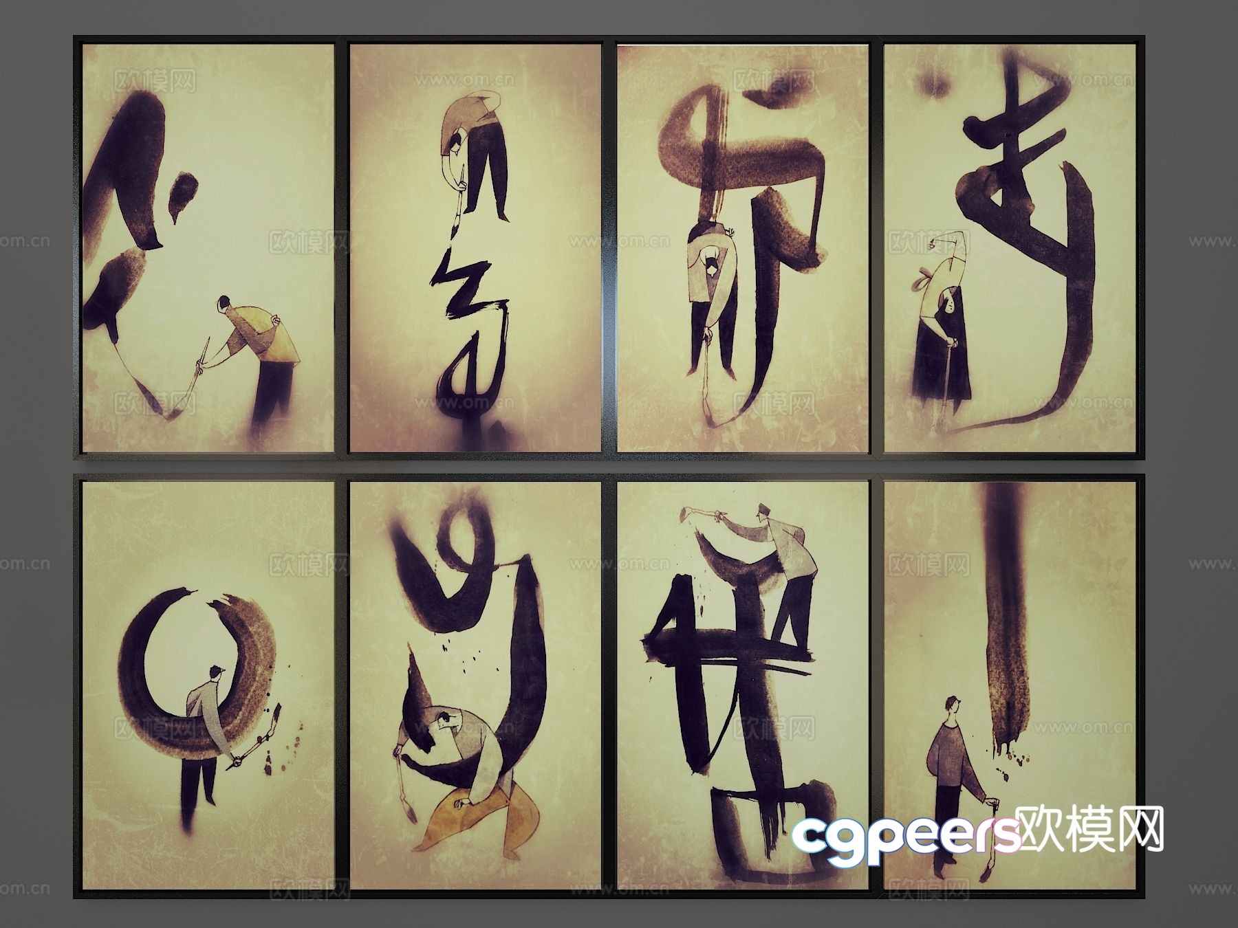 Modern art painting decorative figure 3d model Modern art painting decorative figure 3d model