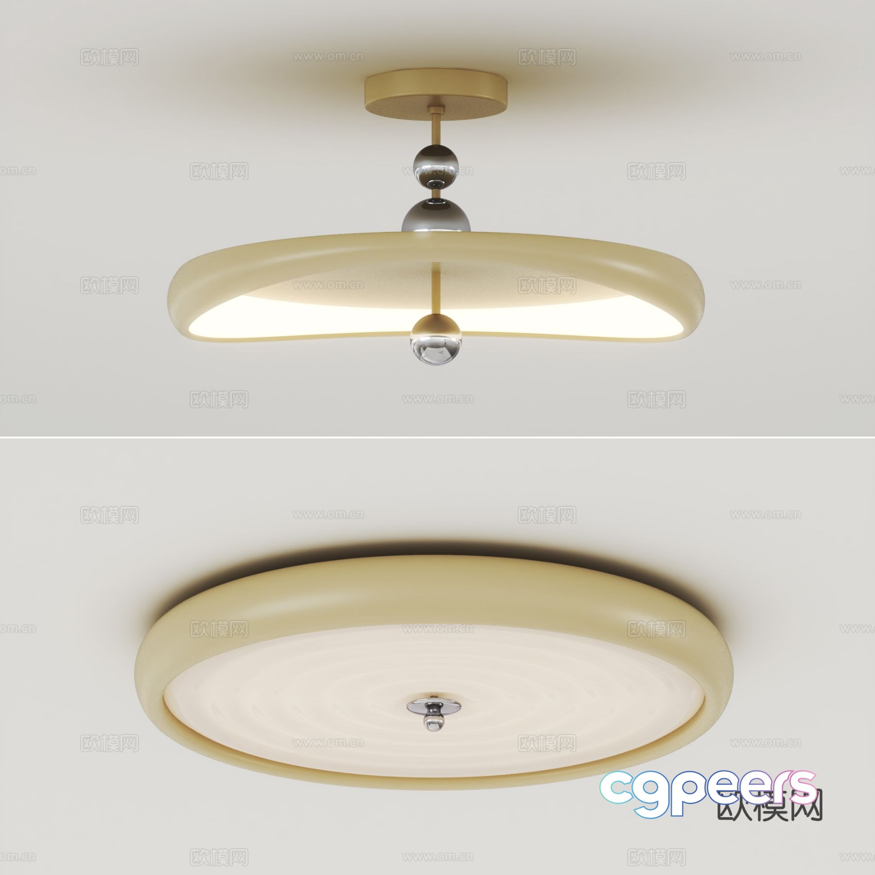 Cream style ceiling lamp living room lamp 3d model